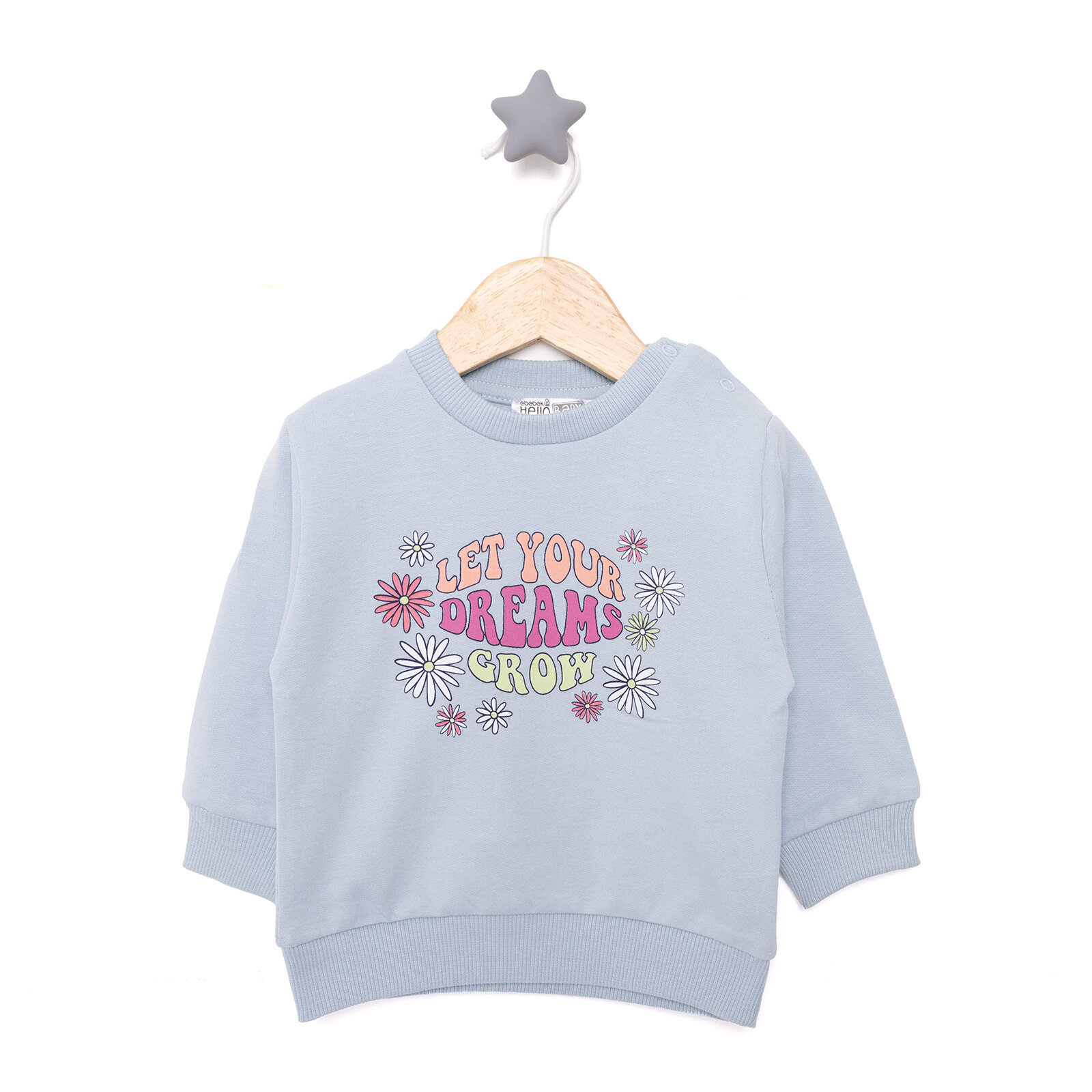 Basic Az Şardonlu Çiçekli Yazı Desenli Sweatshirt Kız Bebek Basic Az Şardonlu Çiçekli Yazı Desenli Sweatshirt Kız Bebek