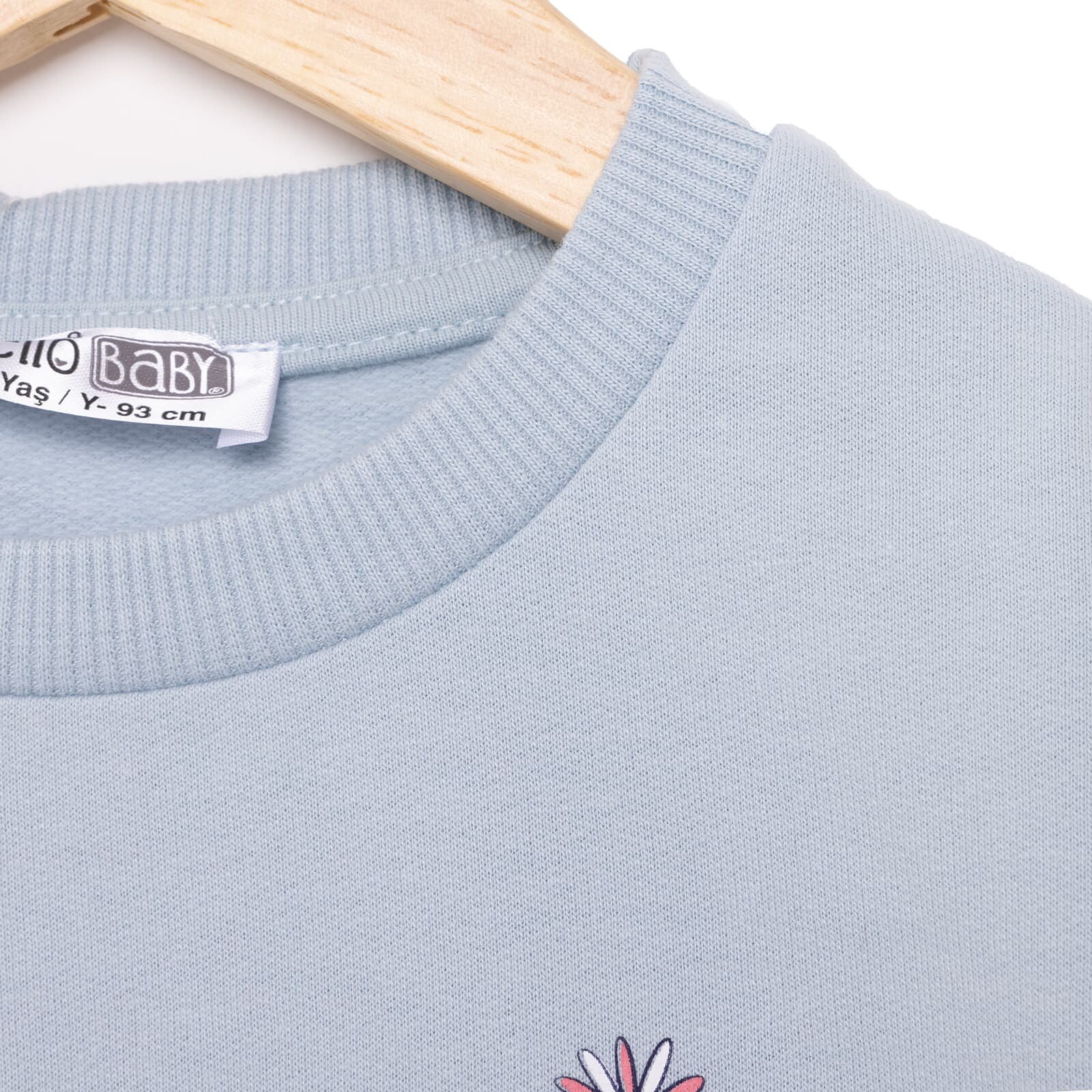 Basic Az Şardonlu Çiçekli Yazı Desenli Sweatshirt Kız Bebek Basic Az Şardonlu Çiçekli Yazı Desenli Sweatshirt Kız Bebek