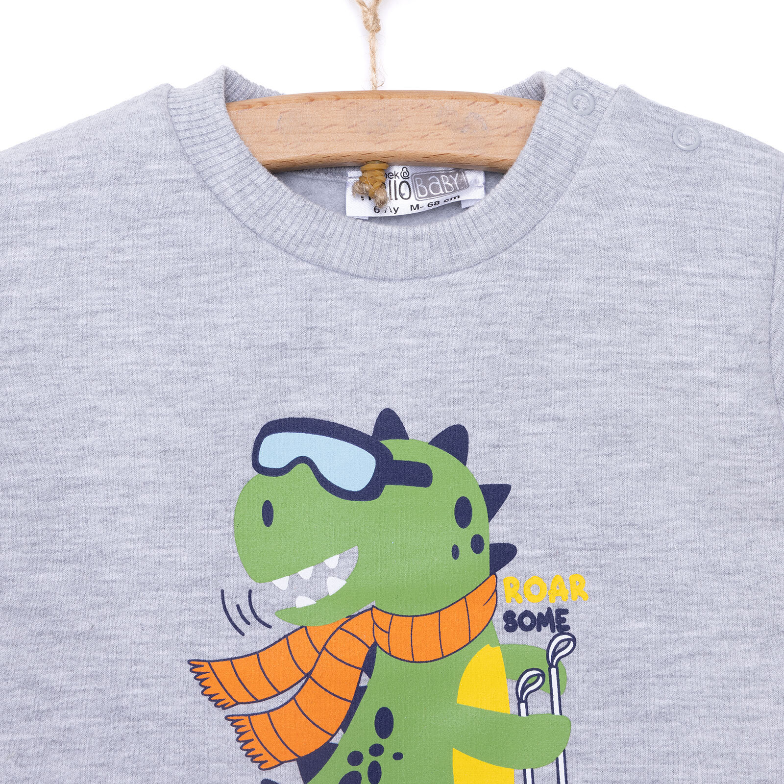 Basic Az Şardonlu Dinozor Desenli Sweatshirt Erkek Bebek Basic Az Şardonlu Dinozor Desenli Sweatshirt Erkek Bebek
