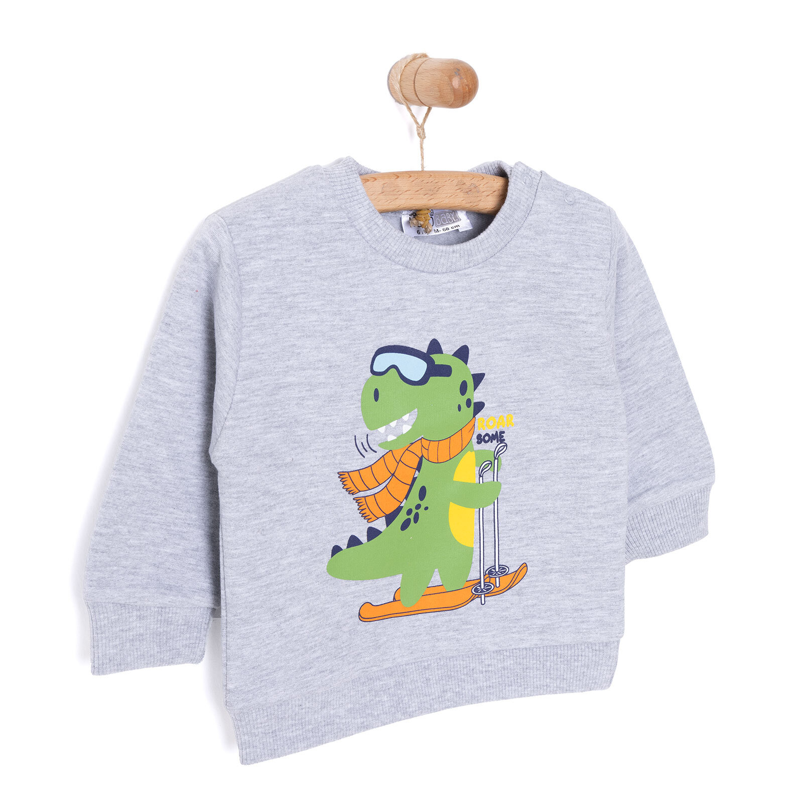 Basic Az Şardonlu Dinozor Desenli Sweatshirt Erkek Bebek Basic Az Şardonlu Dinozor Desenli Sweatshirt Erkek Bebek