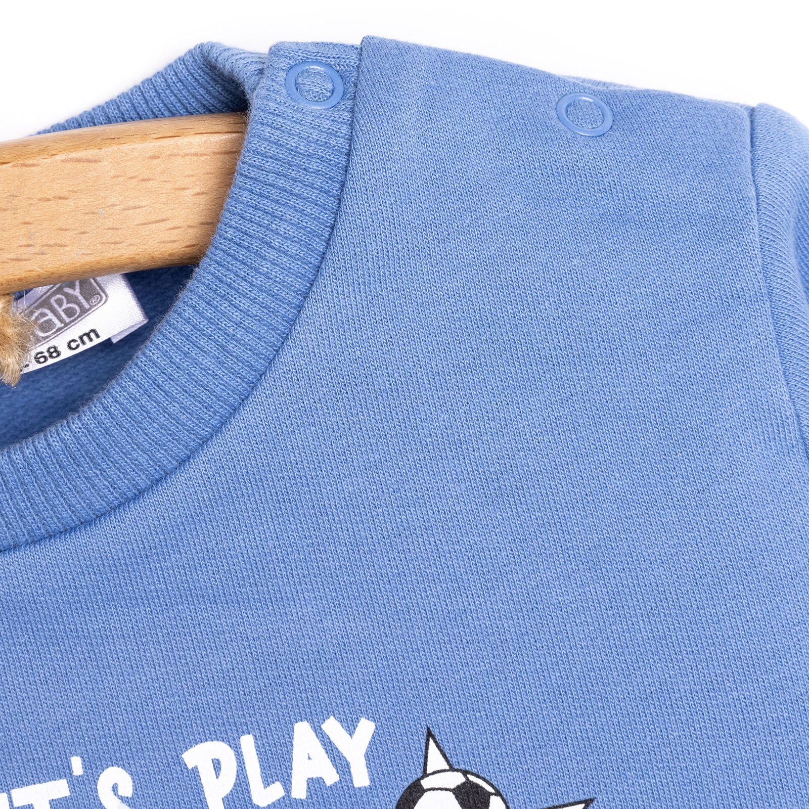 Erkek Bebek Sweatshirt Şardonlu Goal Baskılı Çıtçıtlı Bisiklet Yaka Uzun Kol Mavi