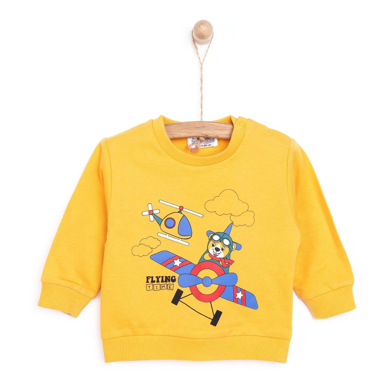 Basic Az Şardonlu Helikopter Baskılı Sweatshirt Erkek Bebek