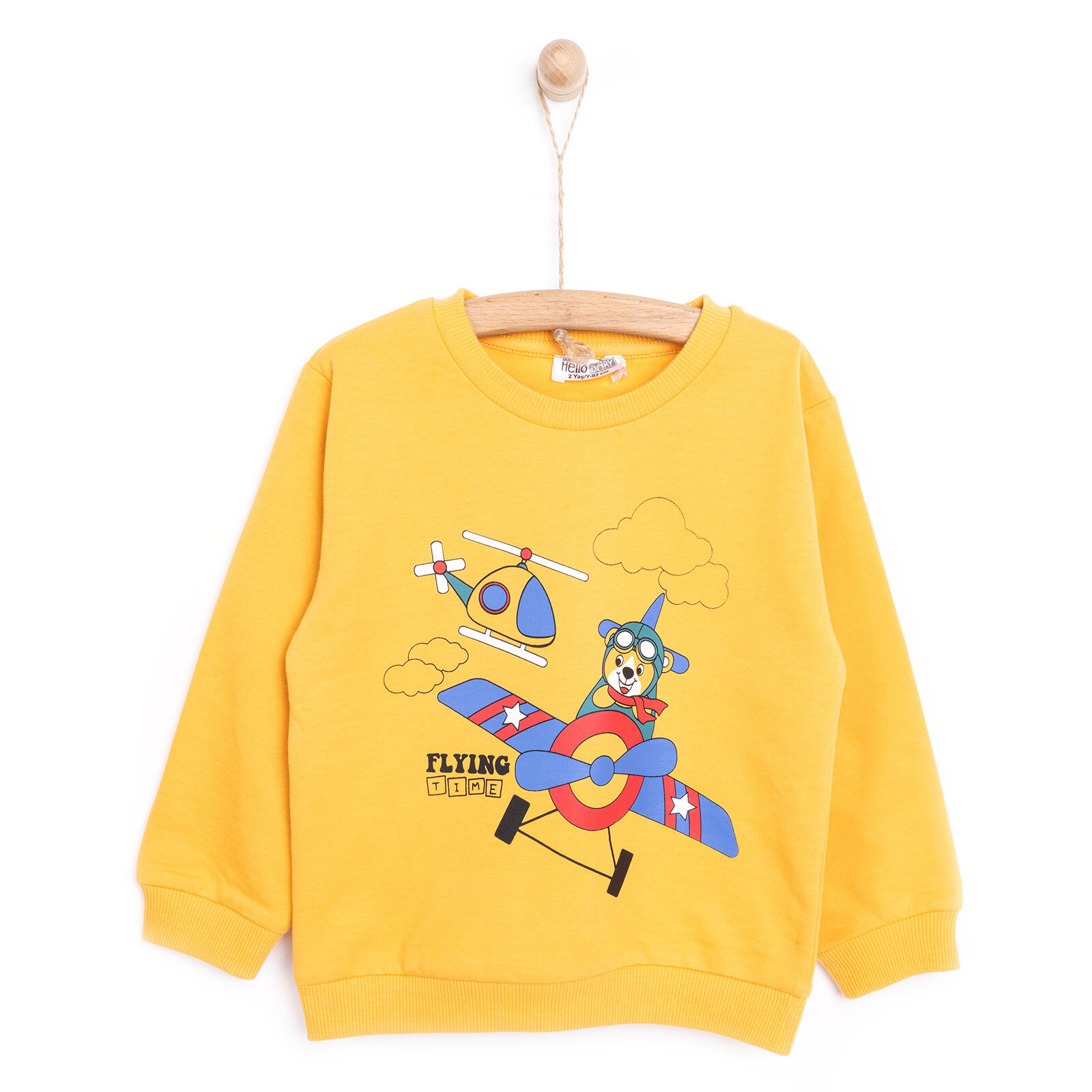 Basic Az Şardonlu Helikopter Baskılı Sweatshirt Erkek Bebek