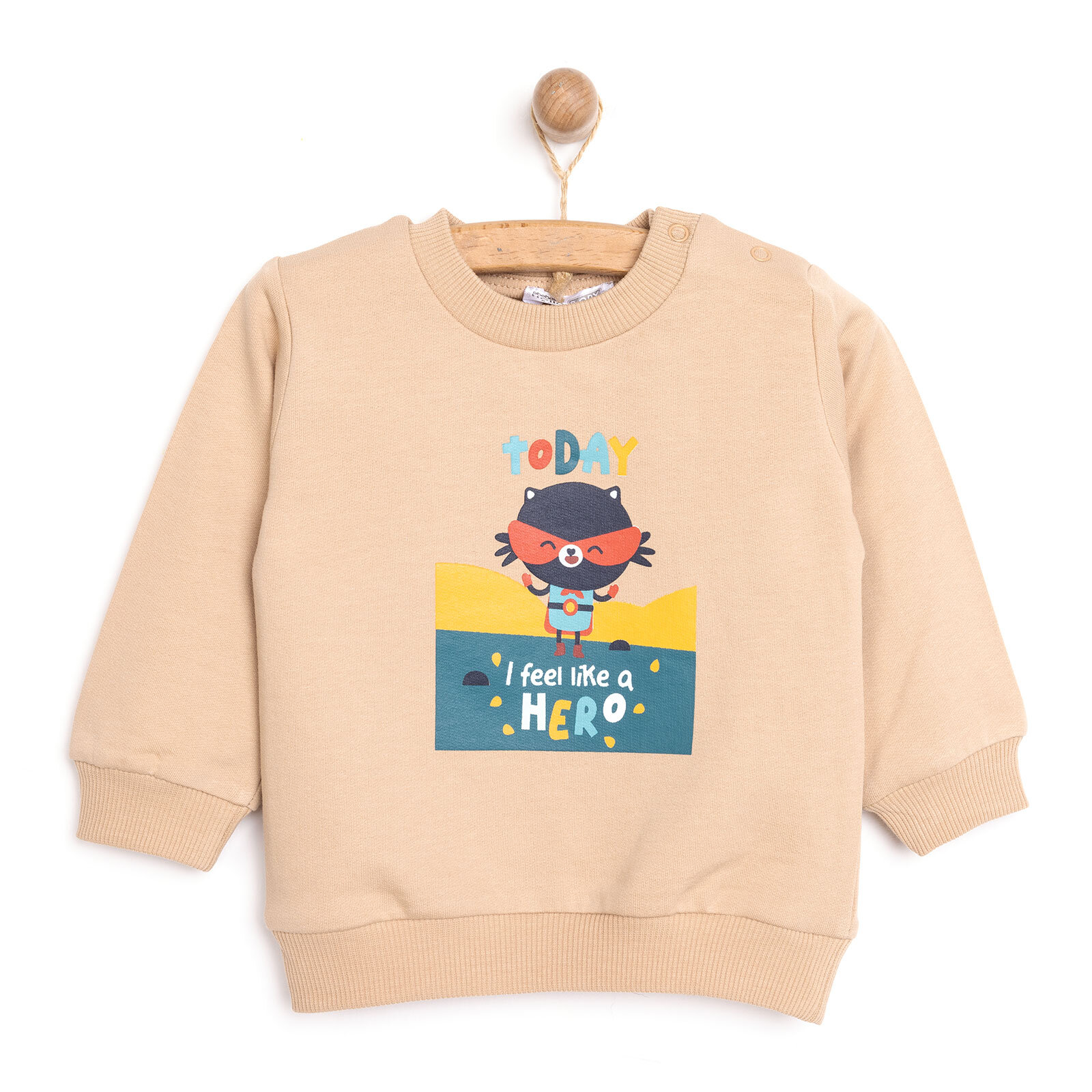 Basic Az Şardonlu Hero Baskılı Sweatshirt Erkek Bebek