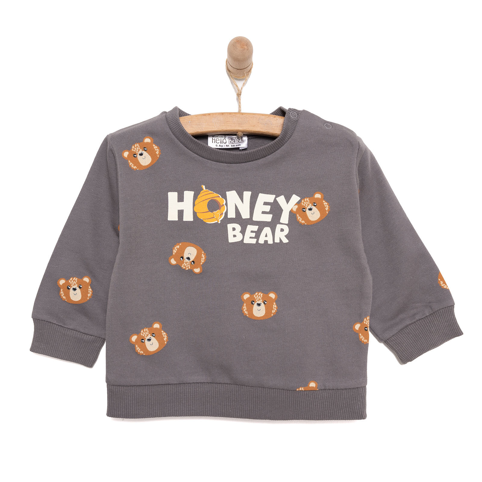 Basic Az Şardonlu Honey Bear Desenli Sweatshirt Erkek Bebek Basic Az Şardonlu Honey Bear Desenli Sweatshirt Erkek Bebek