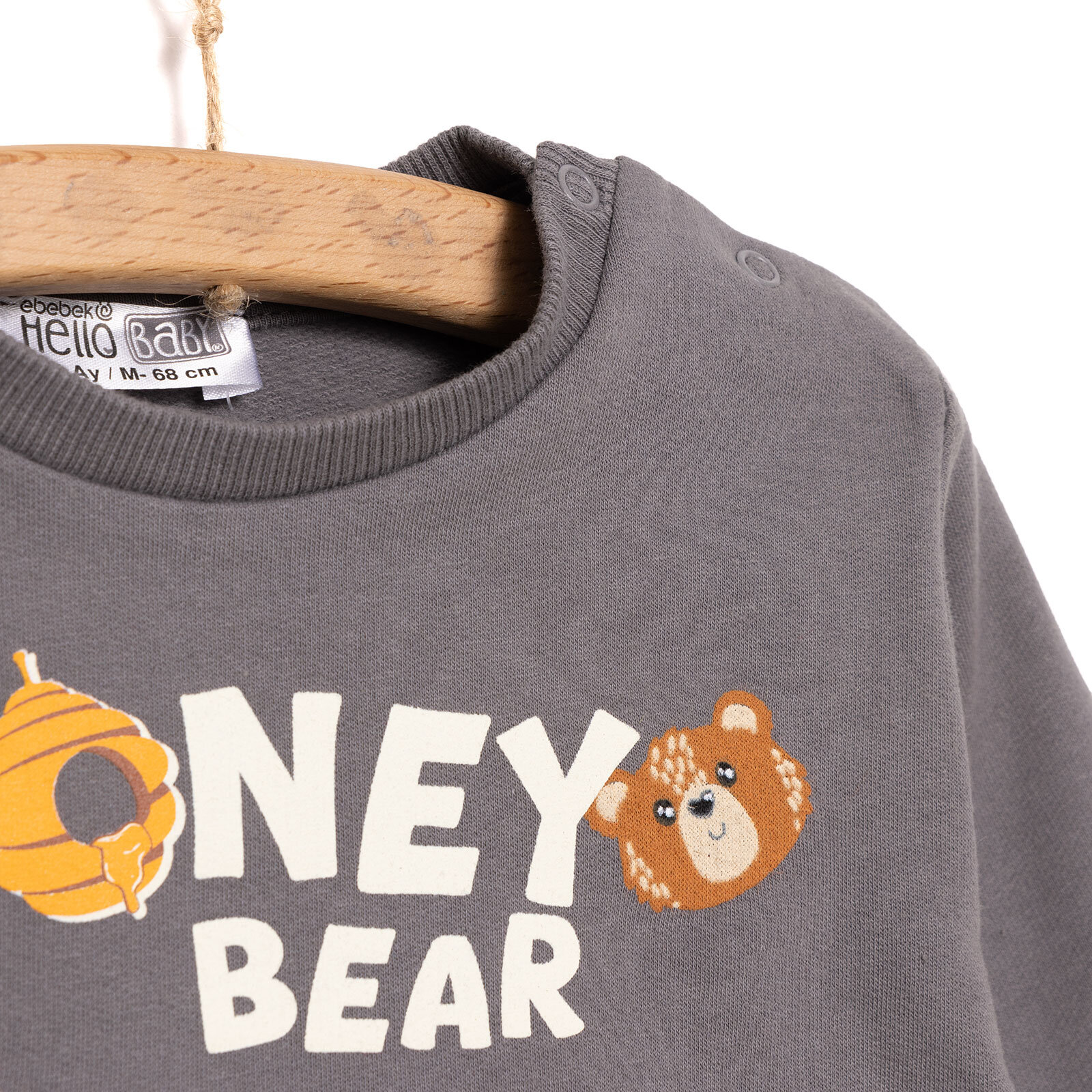 Basic Az Şardonlu Honey Bear Desenli Sweatshirt Erkek Bebek Basic Az Şardonlu Honey Bear Desenli Sweatshirt Erkek Bebek