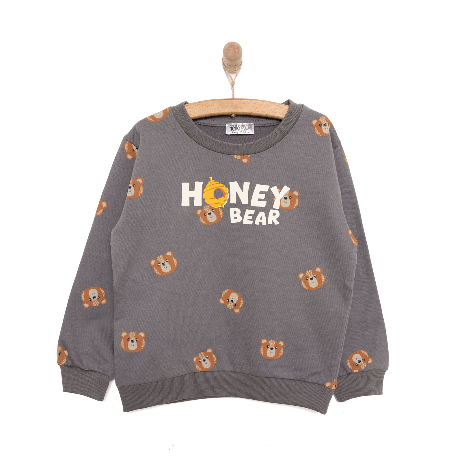Basic Az Şardonlu Honey Bear Desenli Sweatshirt Erkek Bebek Basic Az Şardonlu Honey Bear Desenli Sweatshirt Erkek Bebek