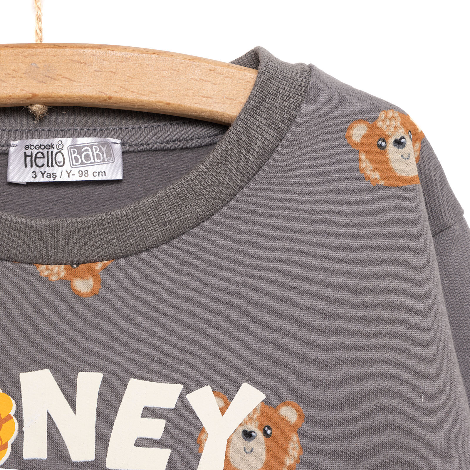 Basic Az Şardonlu Honey Bear Desenli Sweatshirt Erkek Bebek Basic Az Şardonlu Honey Bear Desenli Sweatshirt Erkek Bebek