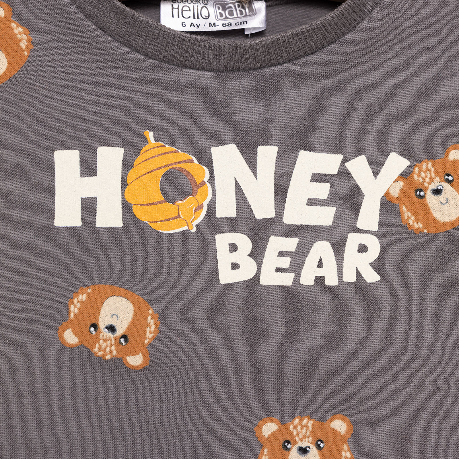 Basic Az Şardonlu Honey Bear Desenli Sweatshirt Erkek Bebek Basic Az Şardonlu Honey Bear Desenli Sweatshirt Erkek Bebek