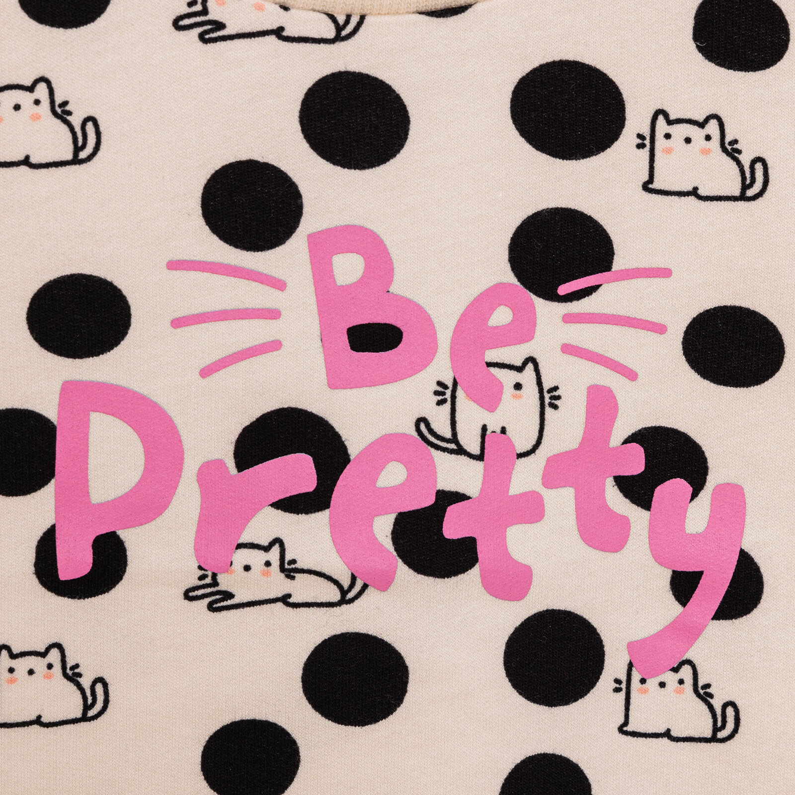 Basic Az Şardonlu Kedi Desenli Puantiyeli Sweatshirt Kız Bebek Bisiklet Yaka Uzun Kol Basic Az Şardonlu Kedi Desenli Puantiyeli Sweatshirt Kız Bebek Bisiklet Yaka Uzun Kol