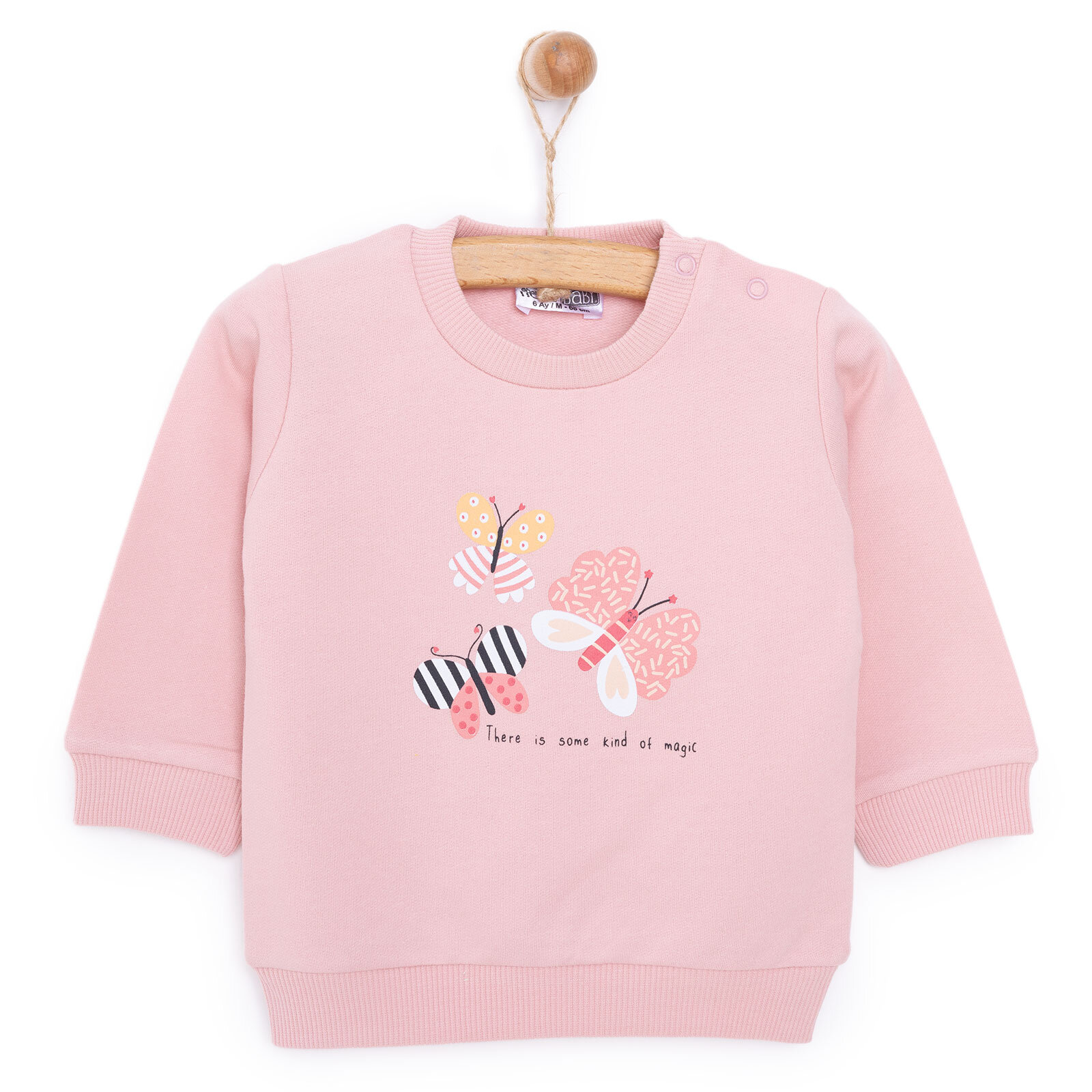 Basic Az Şardonlu Kelebek Desenli Sweatshirt Kız Bebek