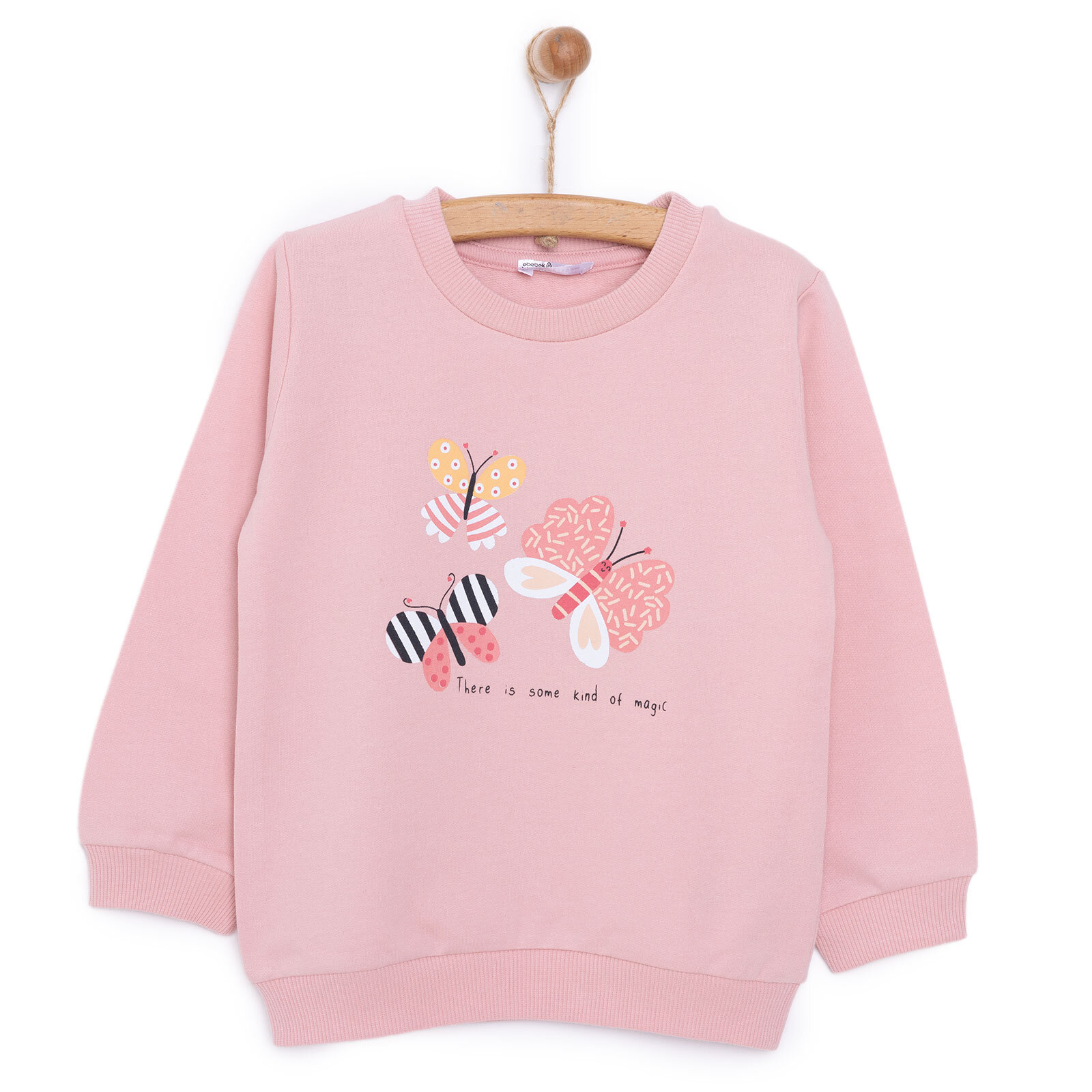 Basic Az Şardonlu Kelebek Desenli Sweatshirt Kız Bebek