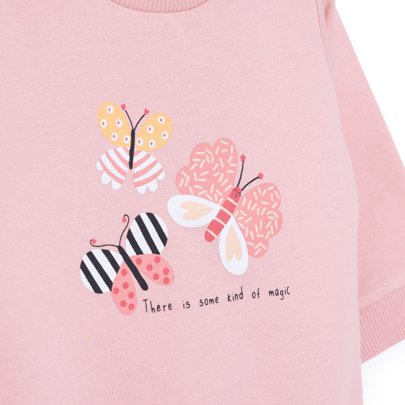 Basic Az Şardonlu Kelebek Desenli Sweatshirt Kız Bebek