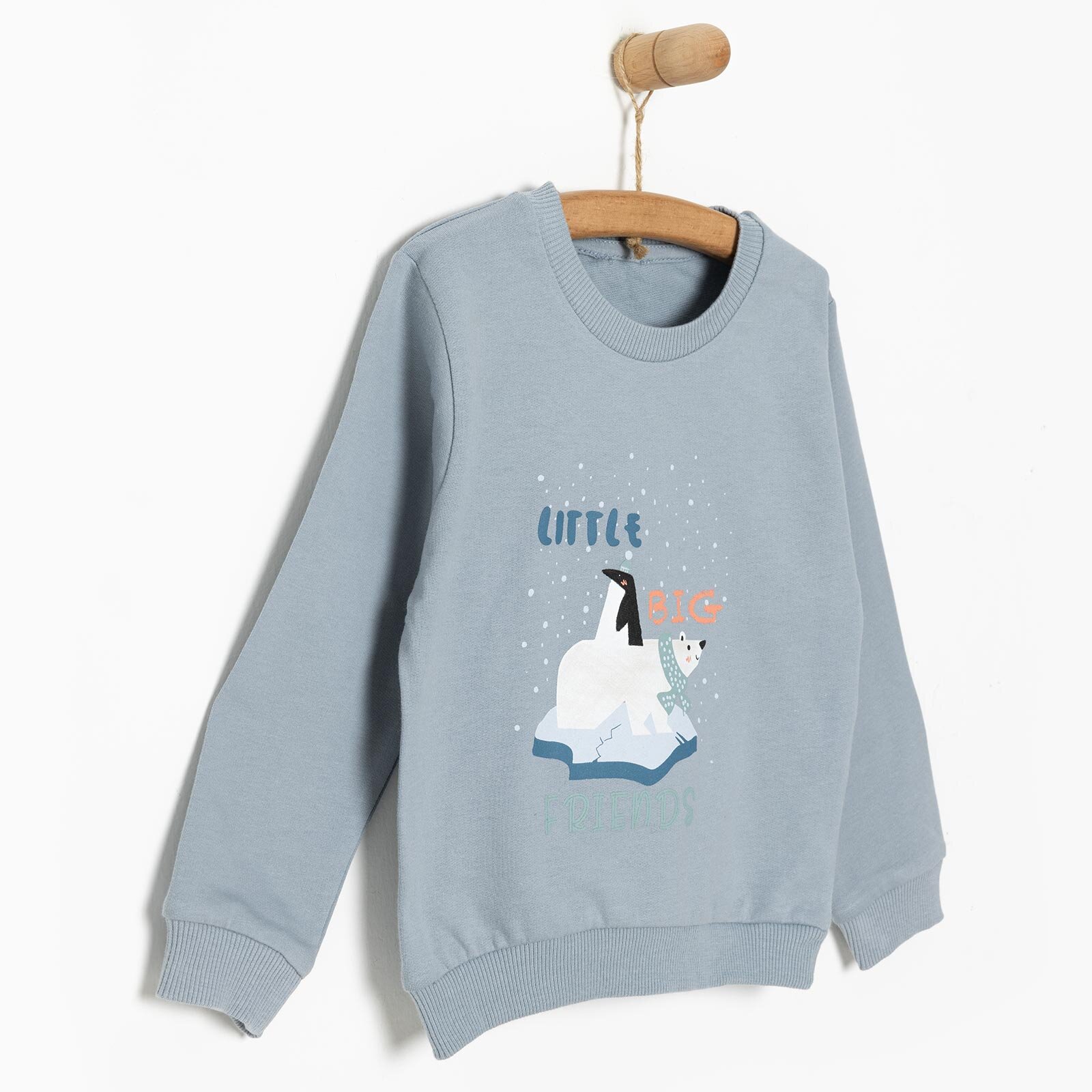 Basic Az Şardonlu Kutup Ayısı Desenli Sweatshirt Erkek Bebek