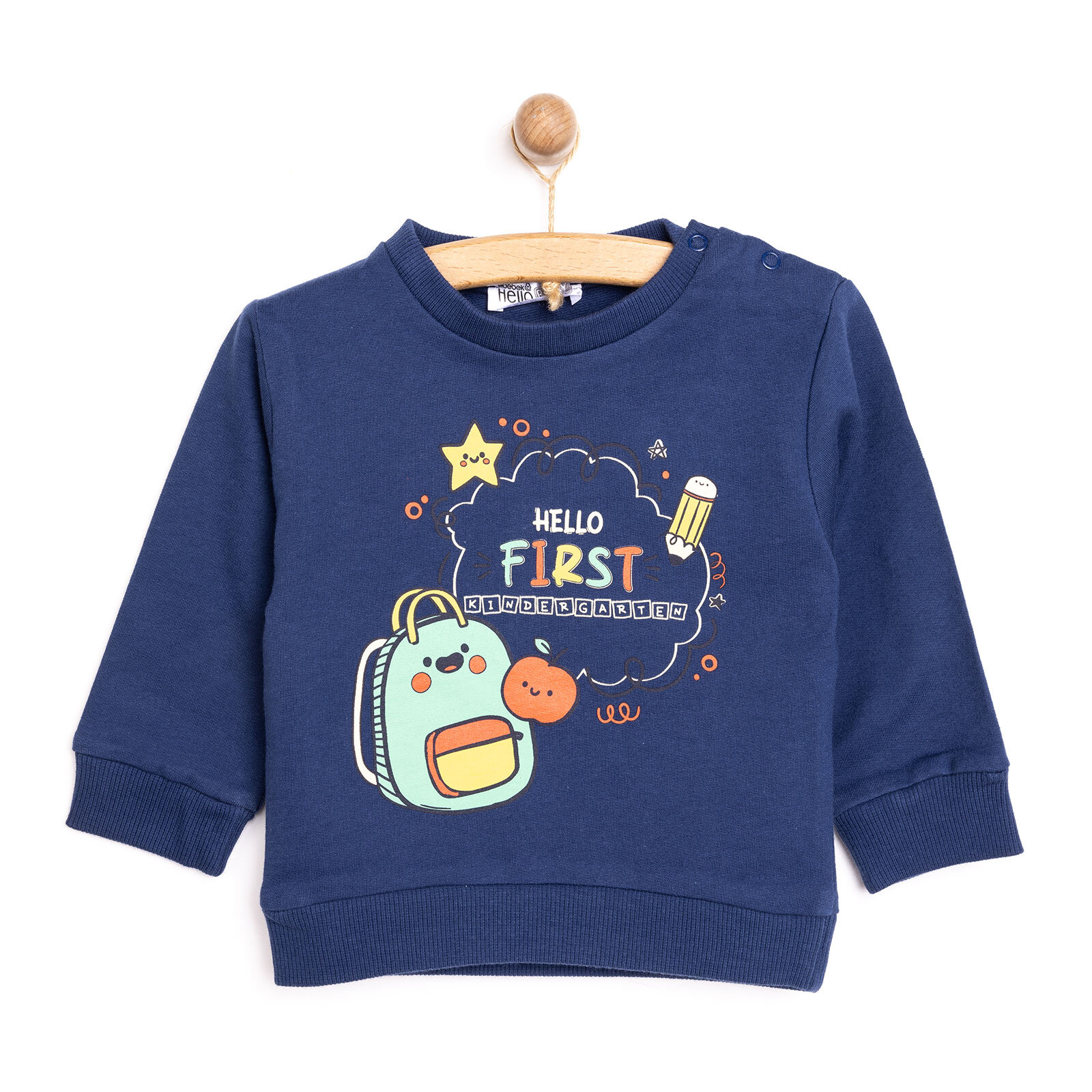 Basic Az Şardonlu Okul Temalı Sweatshirt Erkek Bebek