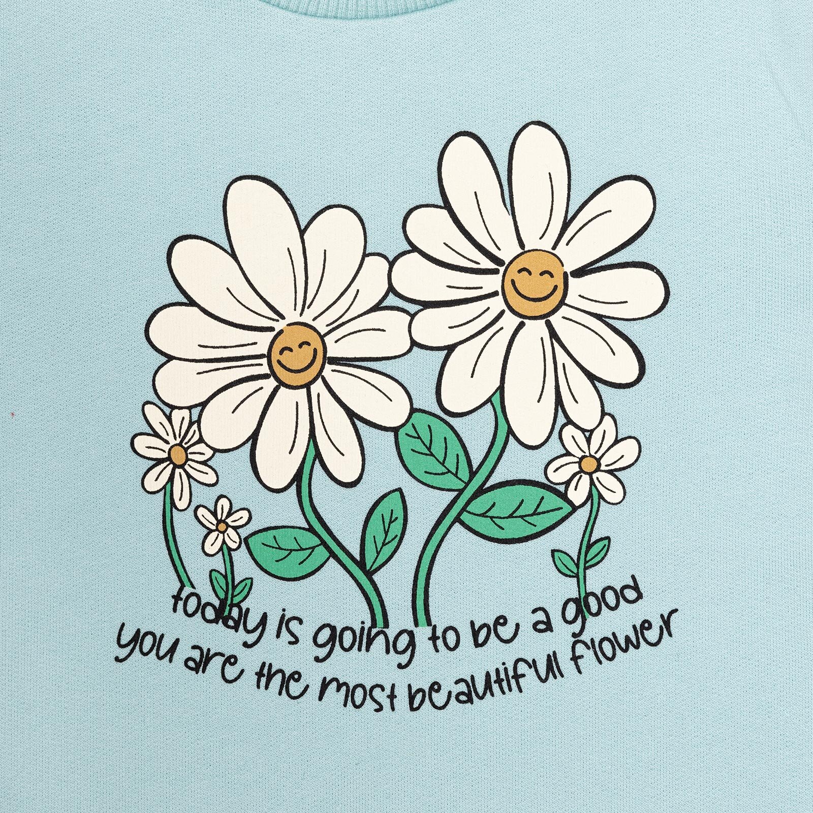 Kız Bebek Sweatshirt Şardonlu Papatya Desenli Çıtçıtlı Bisiklet Yaka Uzun Kol Açık Mavi Kız Bebek Sweatshirt Şardonlu Papatya Desenli Çıtçıtlı Bisiklet Yaka Uzun Kol Açık Mavi