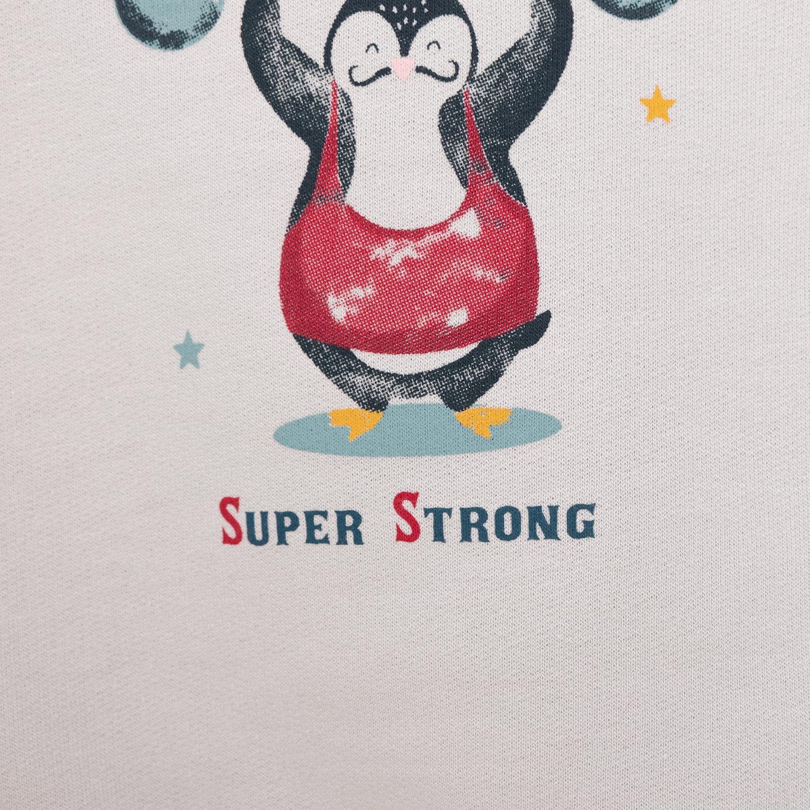 Erkek Bebek Sweatshirt Şardonlu Penguen Baskılı Bisiklet Yaka Uzun Kol Gri Erkek Bebek Sweatshirt Şardonlu Penguen Baskılı Bisiklet Yaka Uzun Kol Gri