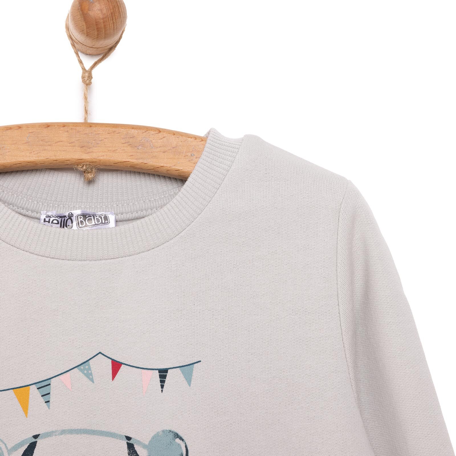 Erkek Bebek Sweatshirt Şardonlu Penguen Baskılı Bisiklet Yaka Uzun Kol Gri Erkek Bebek Sweatshirt Şardonlu Penguen Baskılı Bisiklet Yaka Uzun Kol Gri