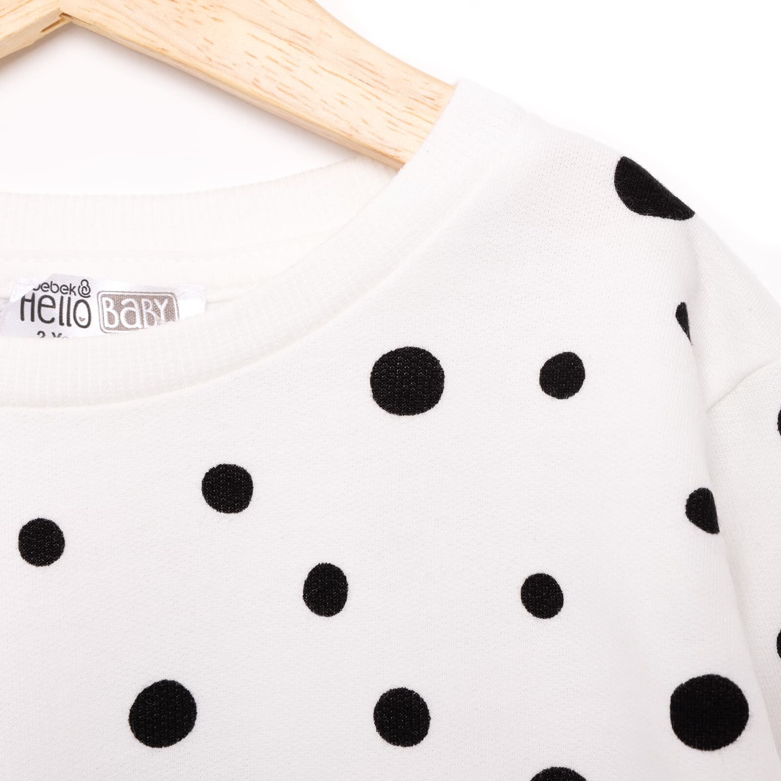 Basic Az Şardonlu Puantiye Desenli Sweatshirt Kız Bebek