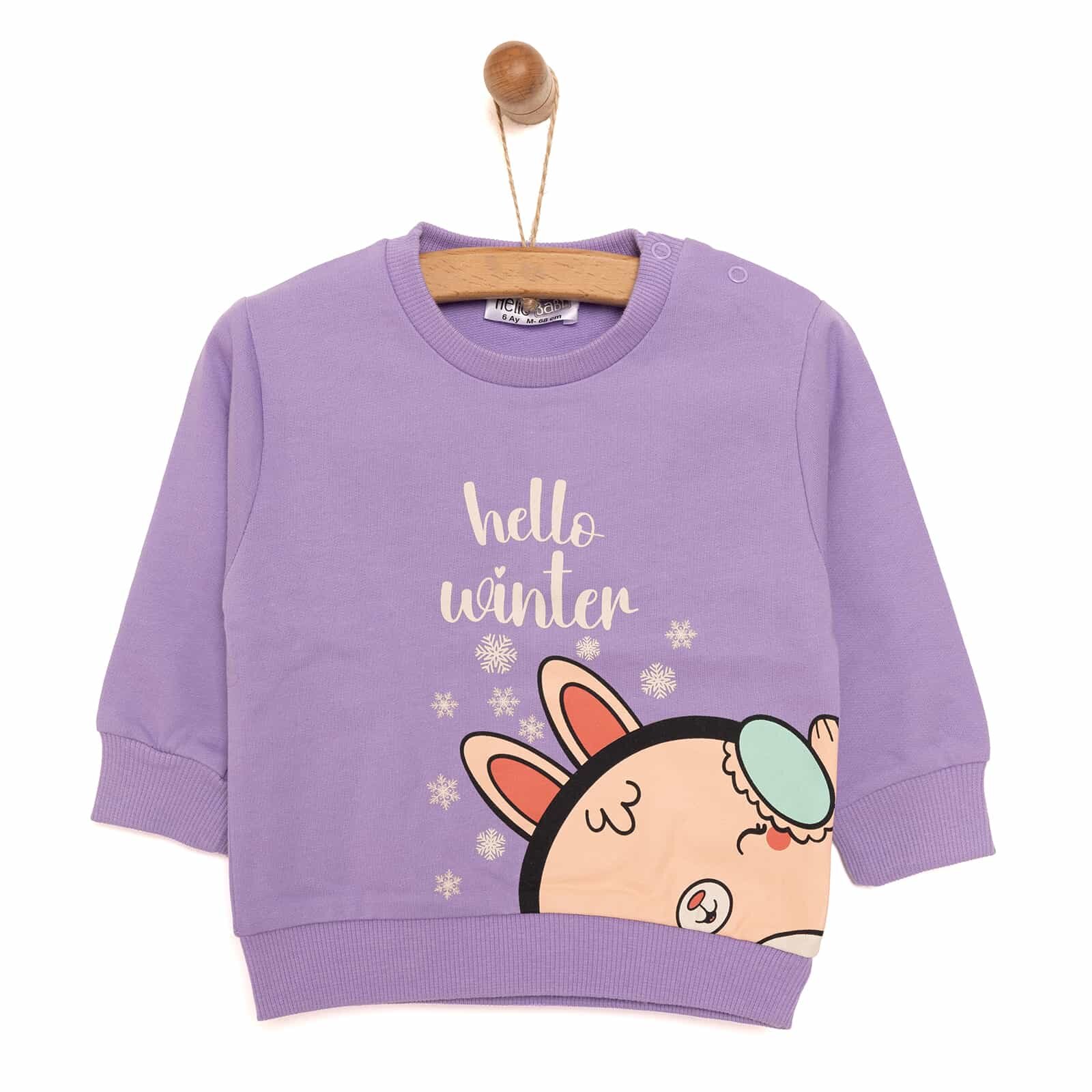 Basic Az Şardonlu Sevimli Tavşan Desenli Sweatshirt Kız Bebek Basic Az Şardonlu Sevimli Tavşan Desenli Sweatshirt Kız Bebek
