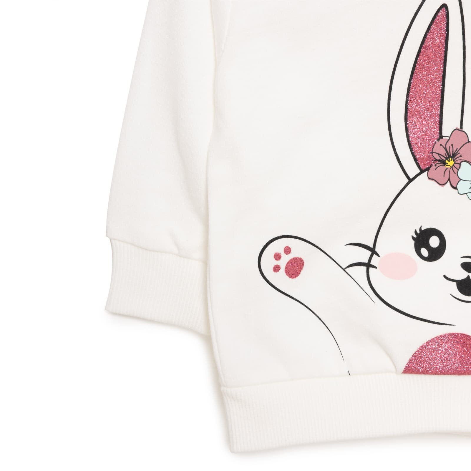 Basic Az Şardonlu Tavşan Desenli Sweatshirt Kız Bebek