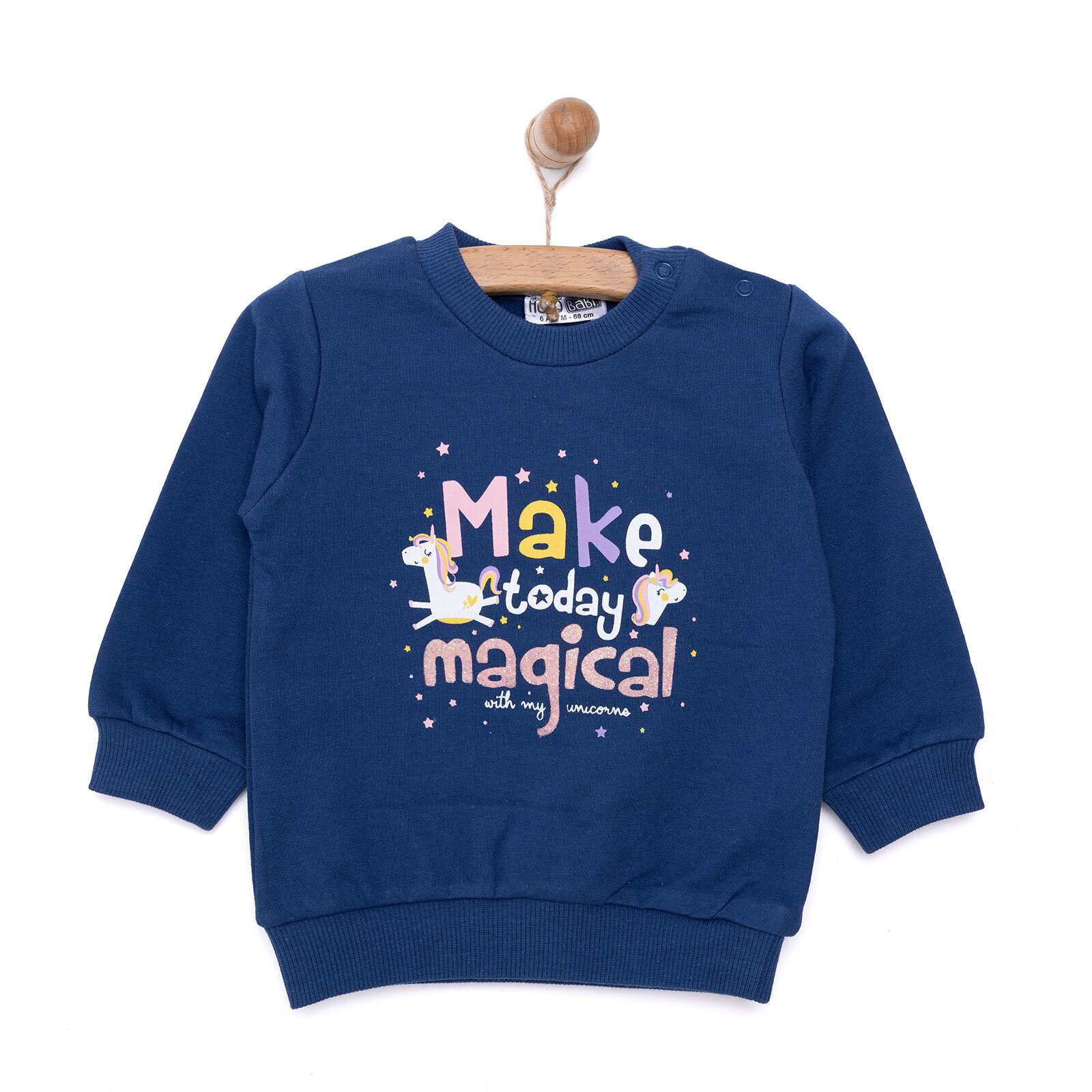 Basic Az Şardonlu Yazılı Unicorn Desenli Sweatshirt Kız Bebek Basic Az Şardonlu Yazılı Unicorn Desenli Sweatshirt Kız Bebek