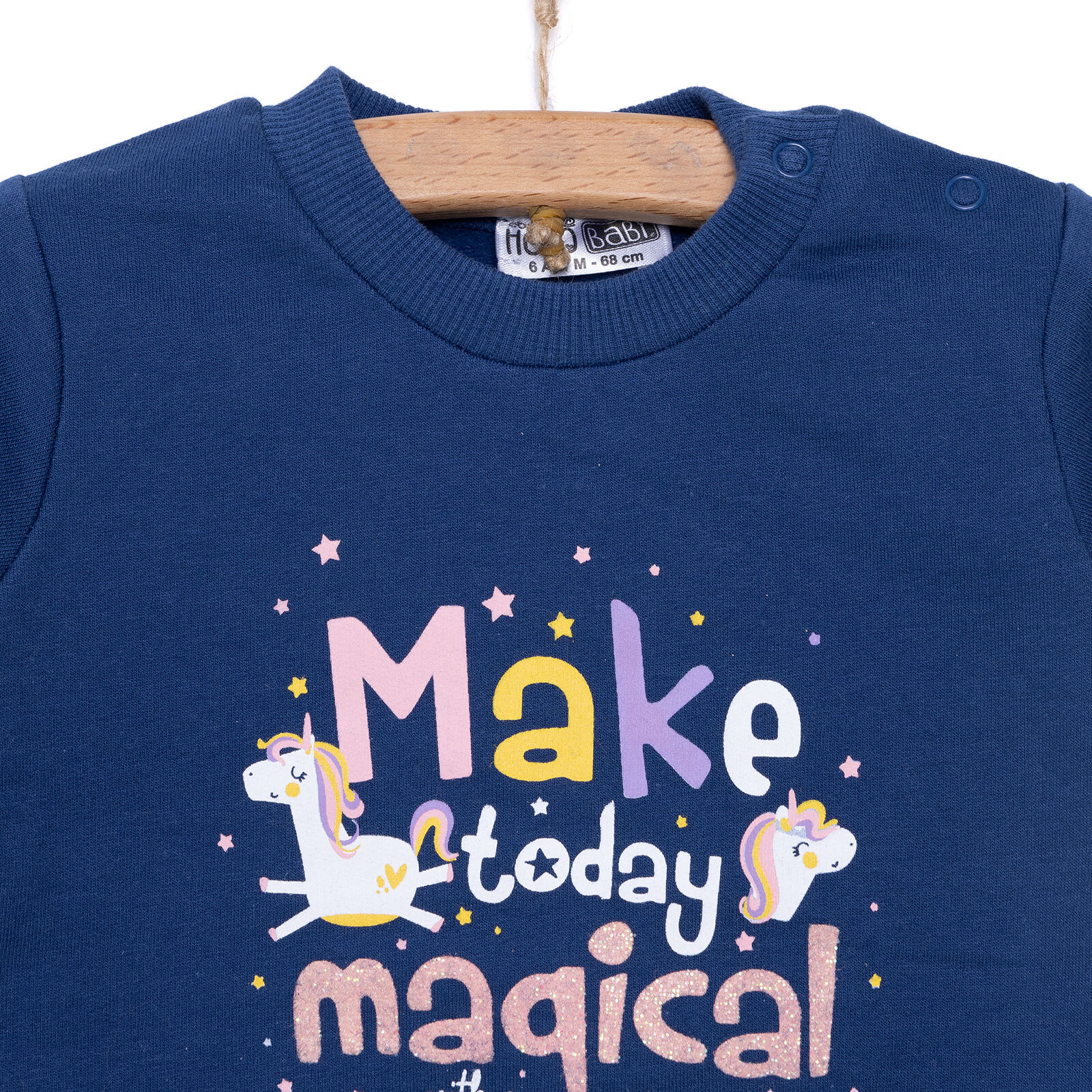 Basic Az Şardonlu Yazılı Unicorn Desenli Sweatshirt Kız Bebek Basic Az Şardonlu Yazılı Unicorn Desenli Sweatshirt Kız Bebek