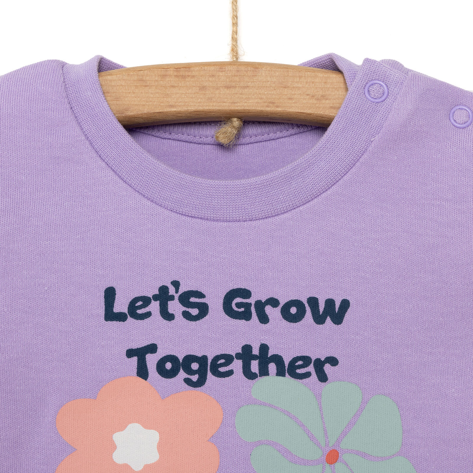 Basic Çiçek Desenli İnterlok Uzun kol Tshirt Kız Bebek