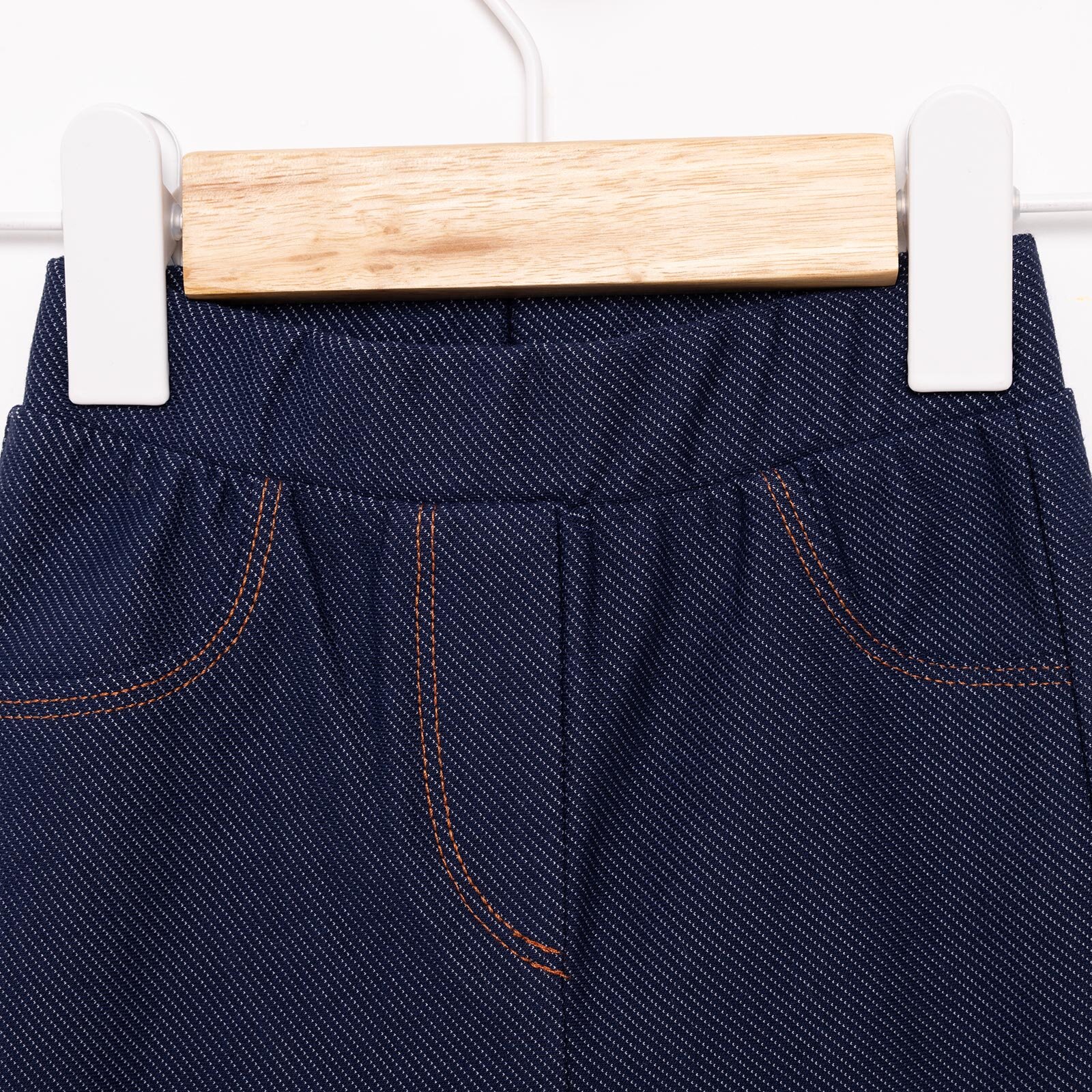 Kız Bebek Denim Görünümlü Tayt İki İplik Reçme İndigo