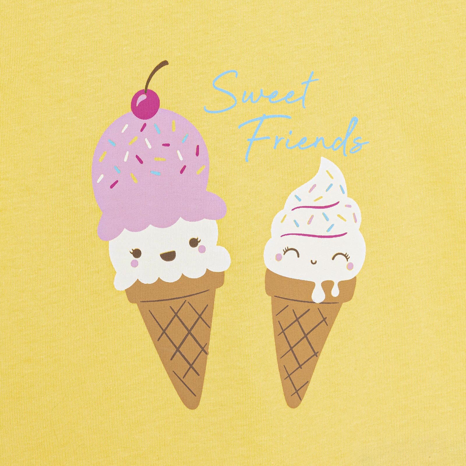 Basic Dondurma Baskılı Tshirt Kız Bebek