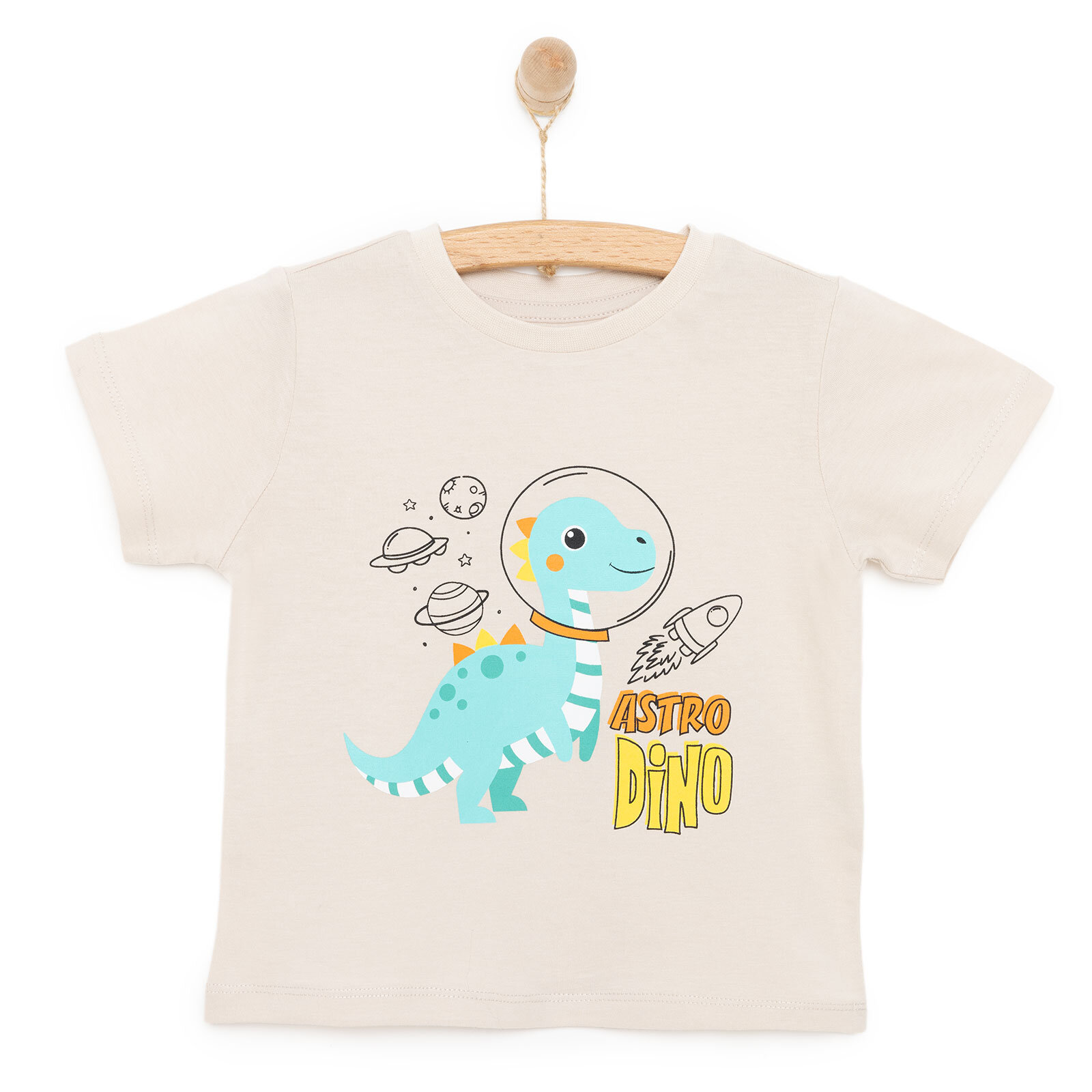 Basic Erkek Astro Dinozor Baskılı T-Shirt Erkek Bebek