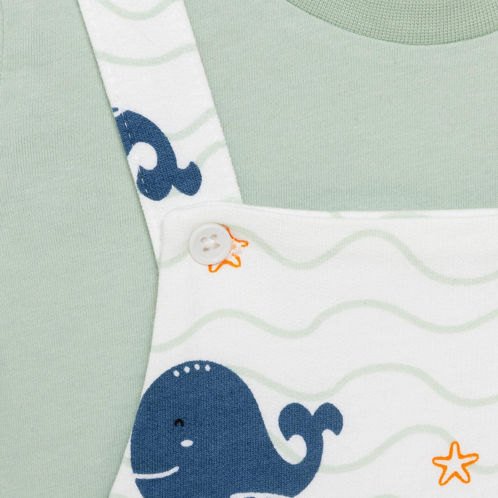 Basic Erkek Balina Desenli Şort Salopet-Tshirt Erkek Bebek Basic Erkek Balina Desenli Şort Salopet-Tshirt Erkek Bebek