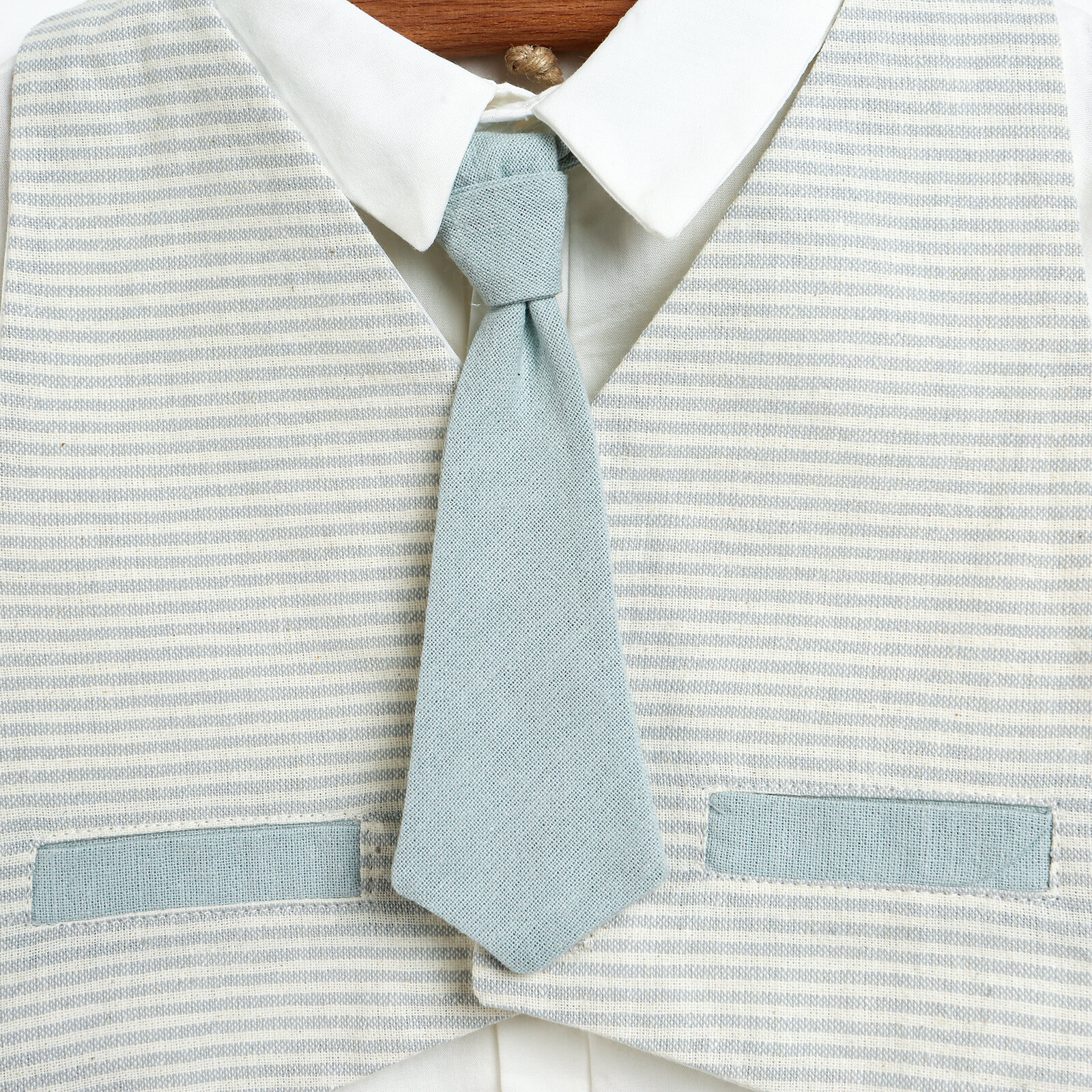 Basic Erkek Bebek Düğmeli Gömlek-Pantolon-Yelek 3lü Şık Takım Erkek Bebek