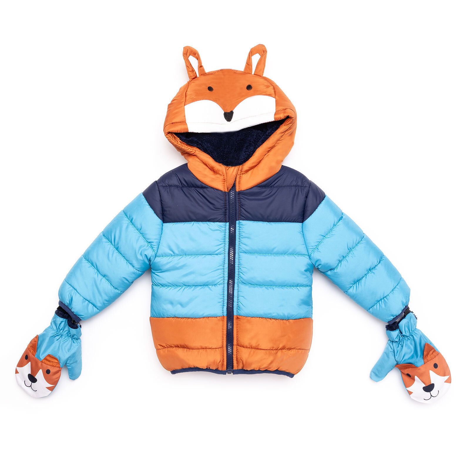 Basic Erkek Blok Desenli Tilki Eldivenli Mont Erkek Bebek