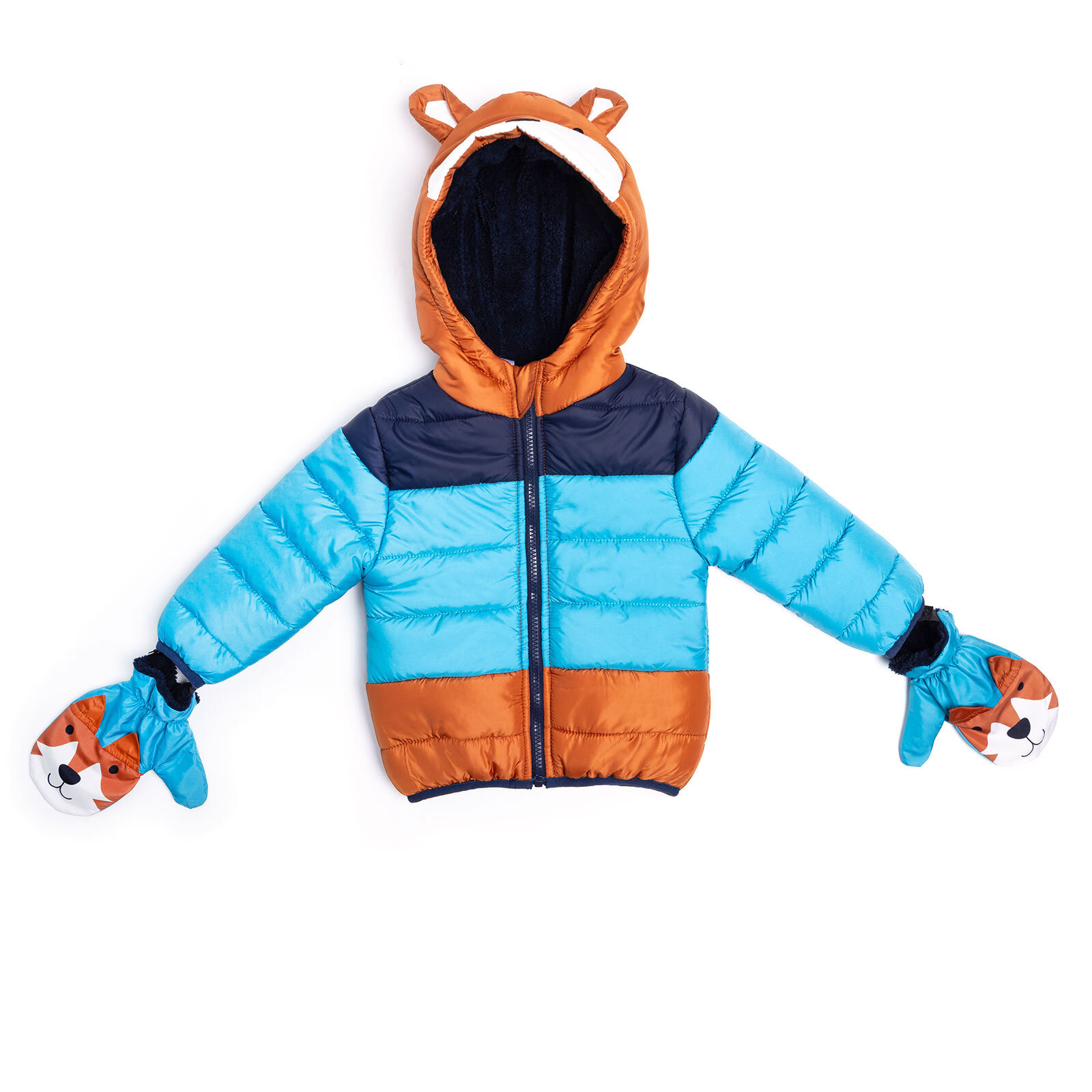 Basic Erkek Blok Desenli Tilki Eldivenli Mont Erkek Bebek