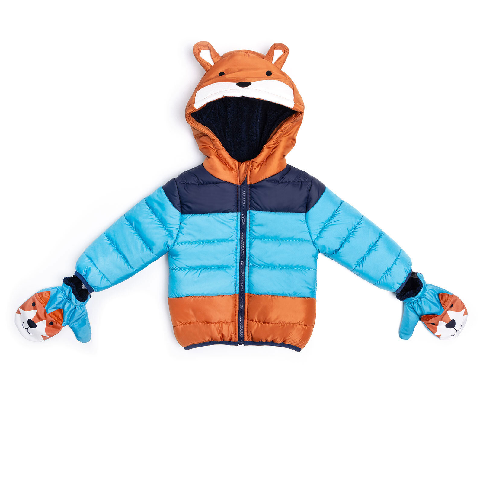 Basic Erkek Blok Desenli Tilki Eldivenli Mont Erkek Bebek