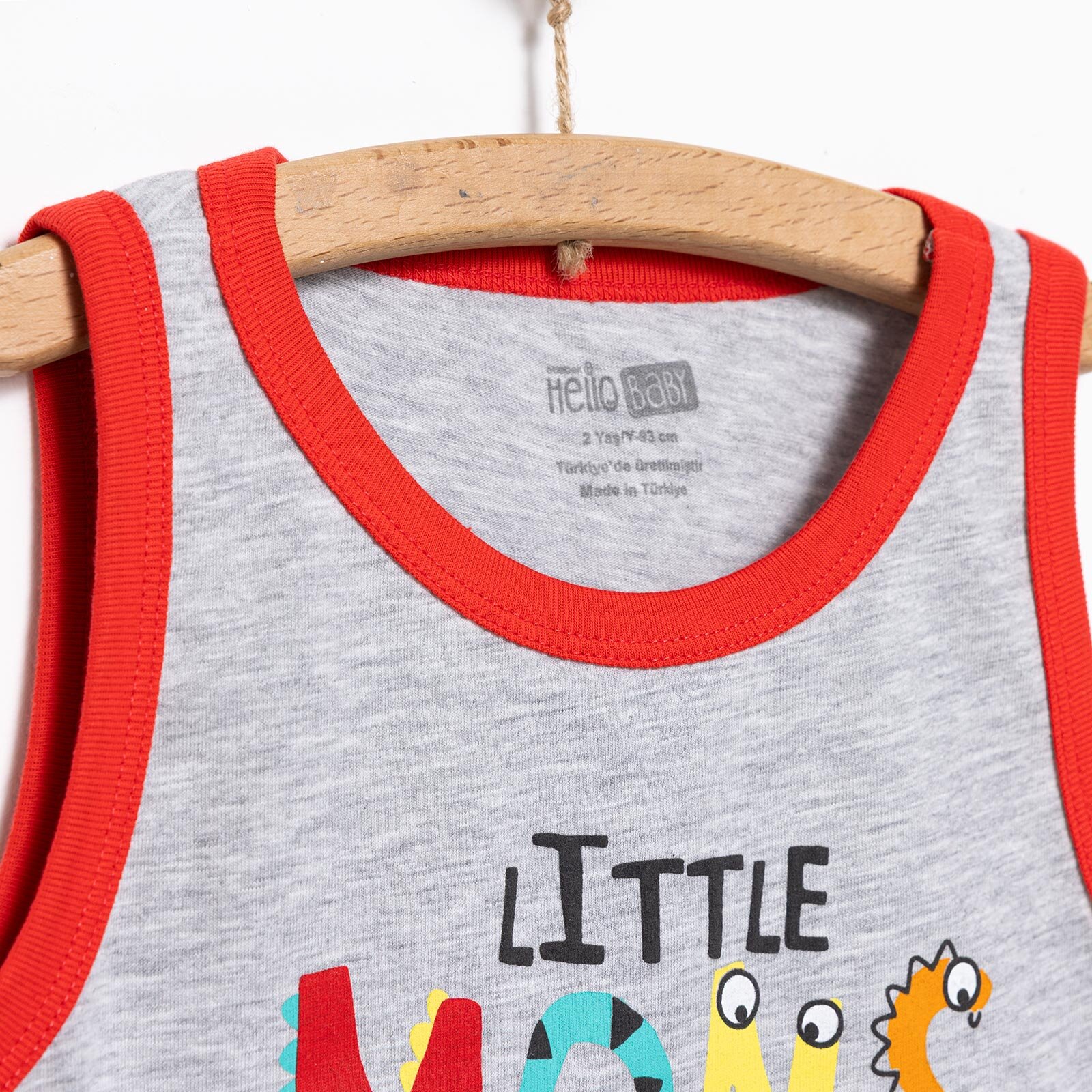 Basic Erkek Canavar Baskılı Atlet Tshirt Erkek Bebek Basic Erkek Canavar Baskılı Atlet Tshirt Erkek Bebek