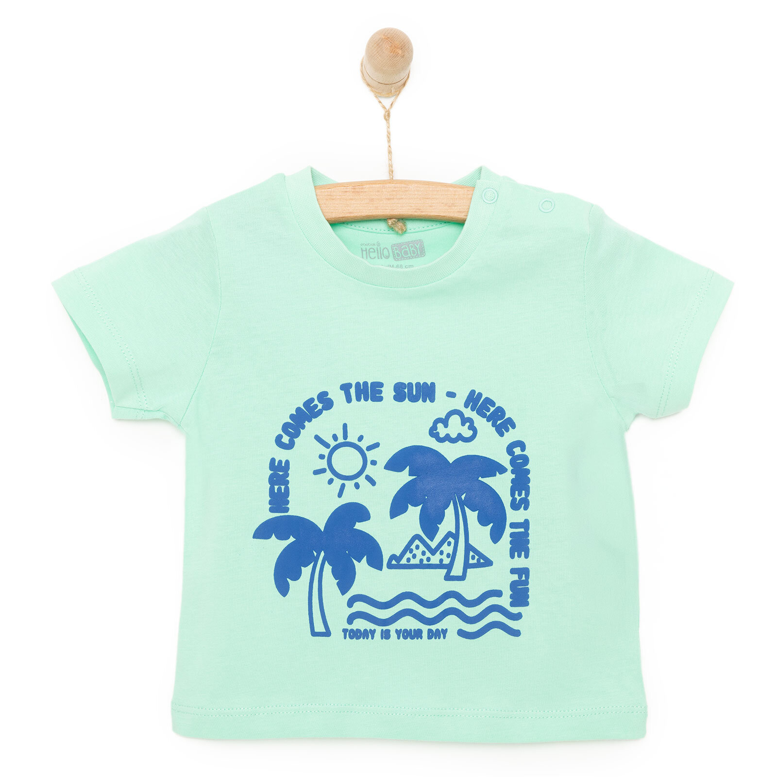 Basic Erkek Deniz ve Palmiye Baskılı T-Shirt Erkek Bebek