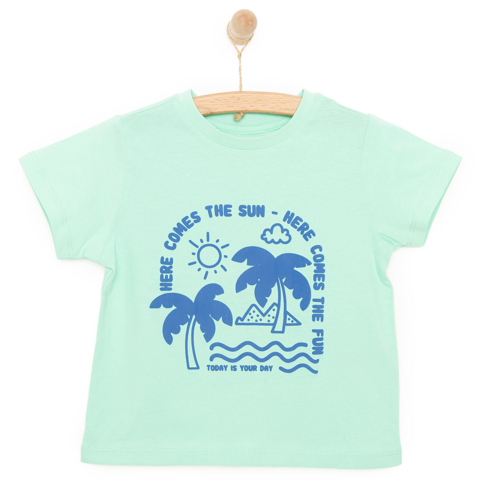 Basic Erkek Deniz ve Palmiye Baskılı T-Shirt Erkek Bebek