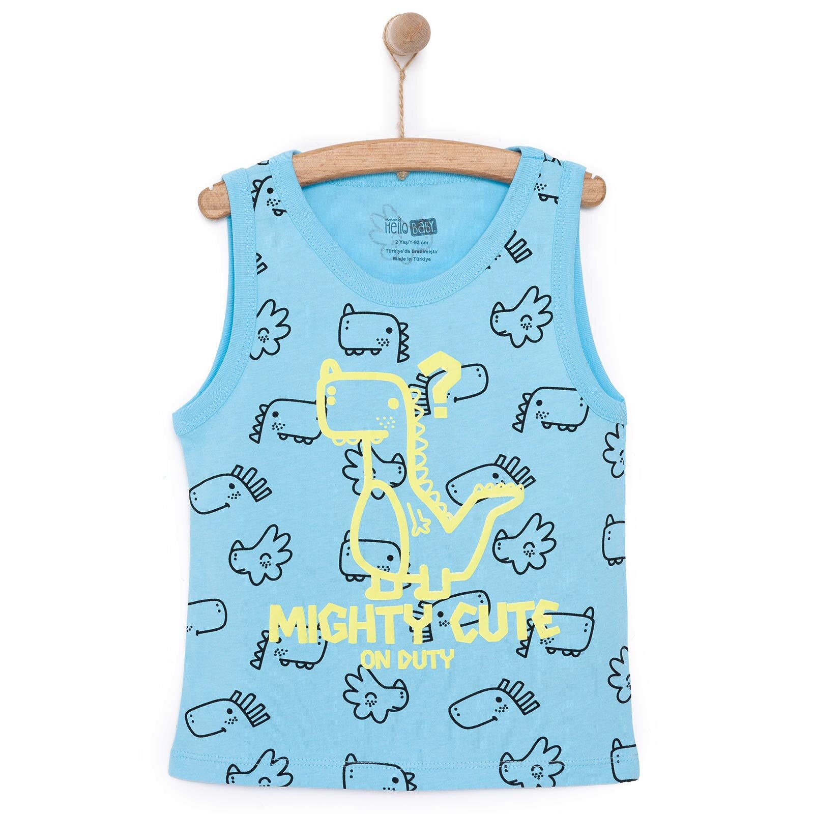 Basic Erkek Dinozor Desenli Atlet Tshirt Erkek Bebek