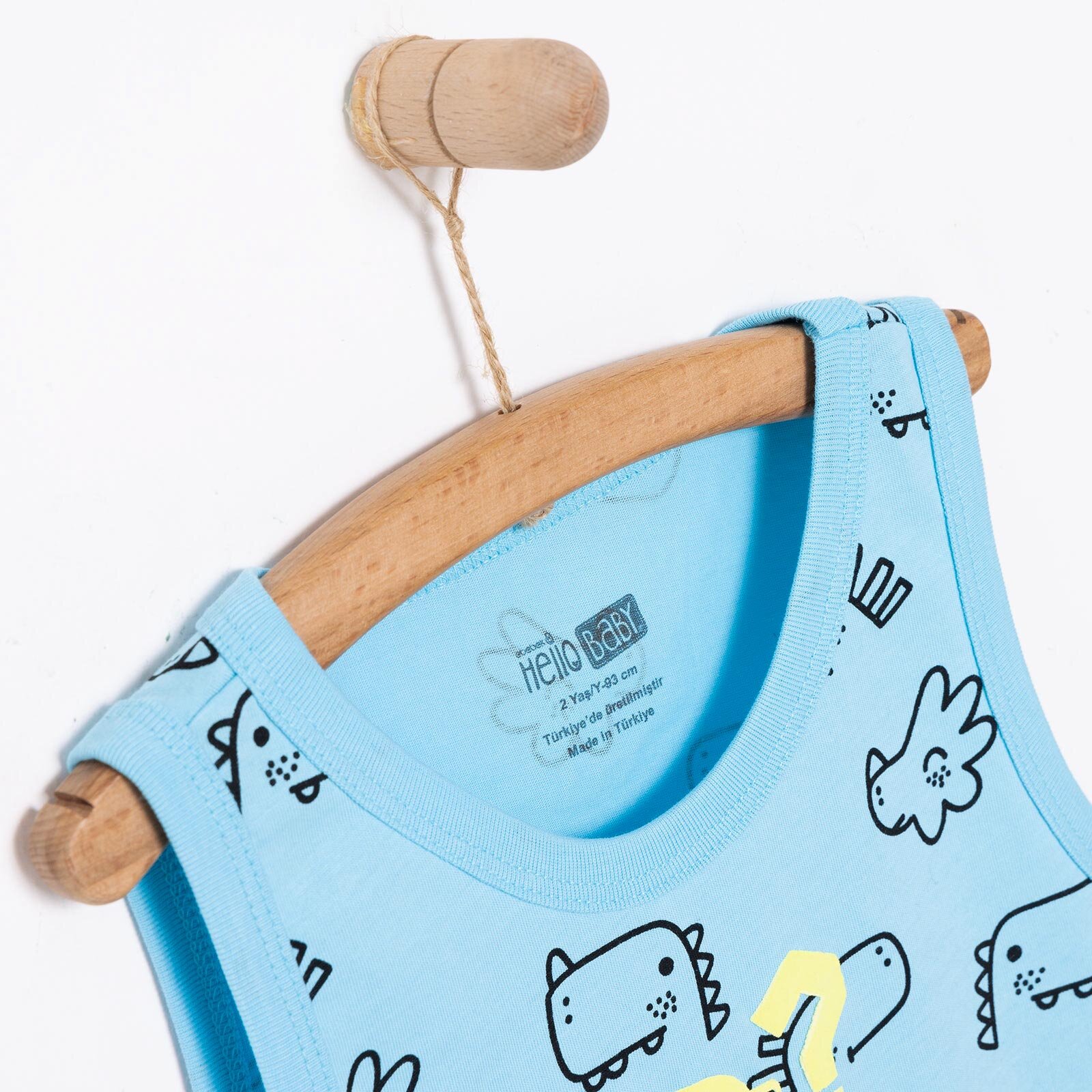 Basic Erkek Dinozor Desenli Atlet Tshirt Erkek Bebek