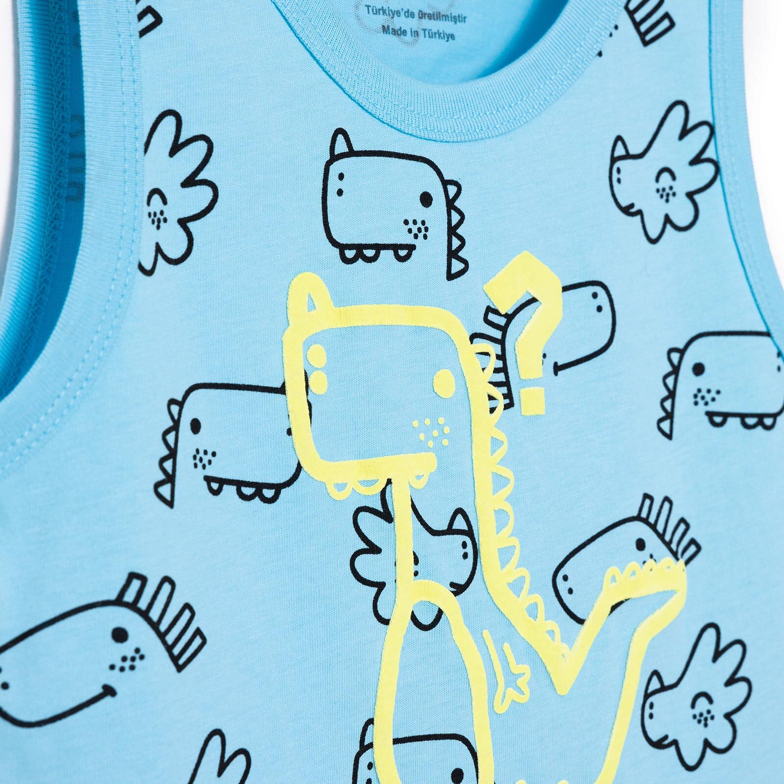 Basic Erkek Dinozor Desenli Atlet Tshirt Erkek Bebek