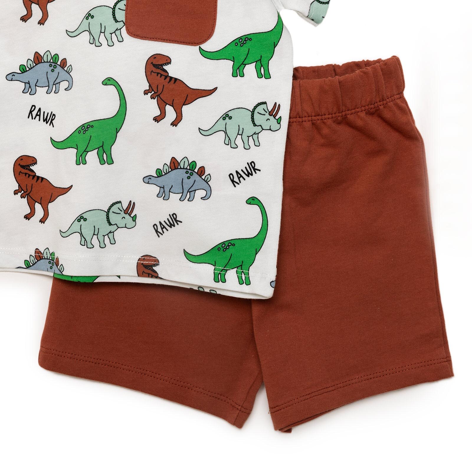 Basic Erkek Dinozor Desenli Şortlu Takım Erkek Bebek