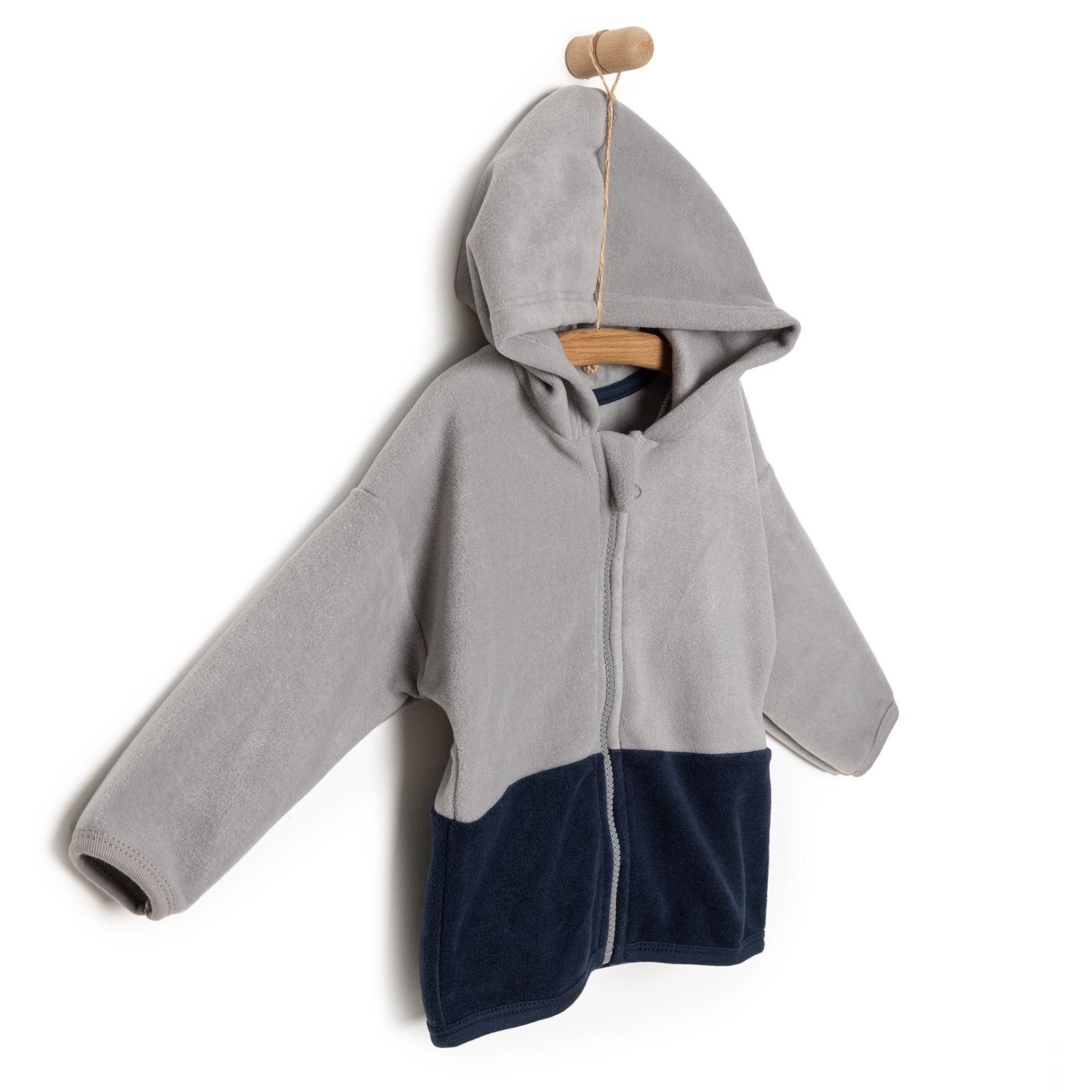 Basic Erkek Fermuarlı Kapüşonlu Polar Hırka Erkek Bebek