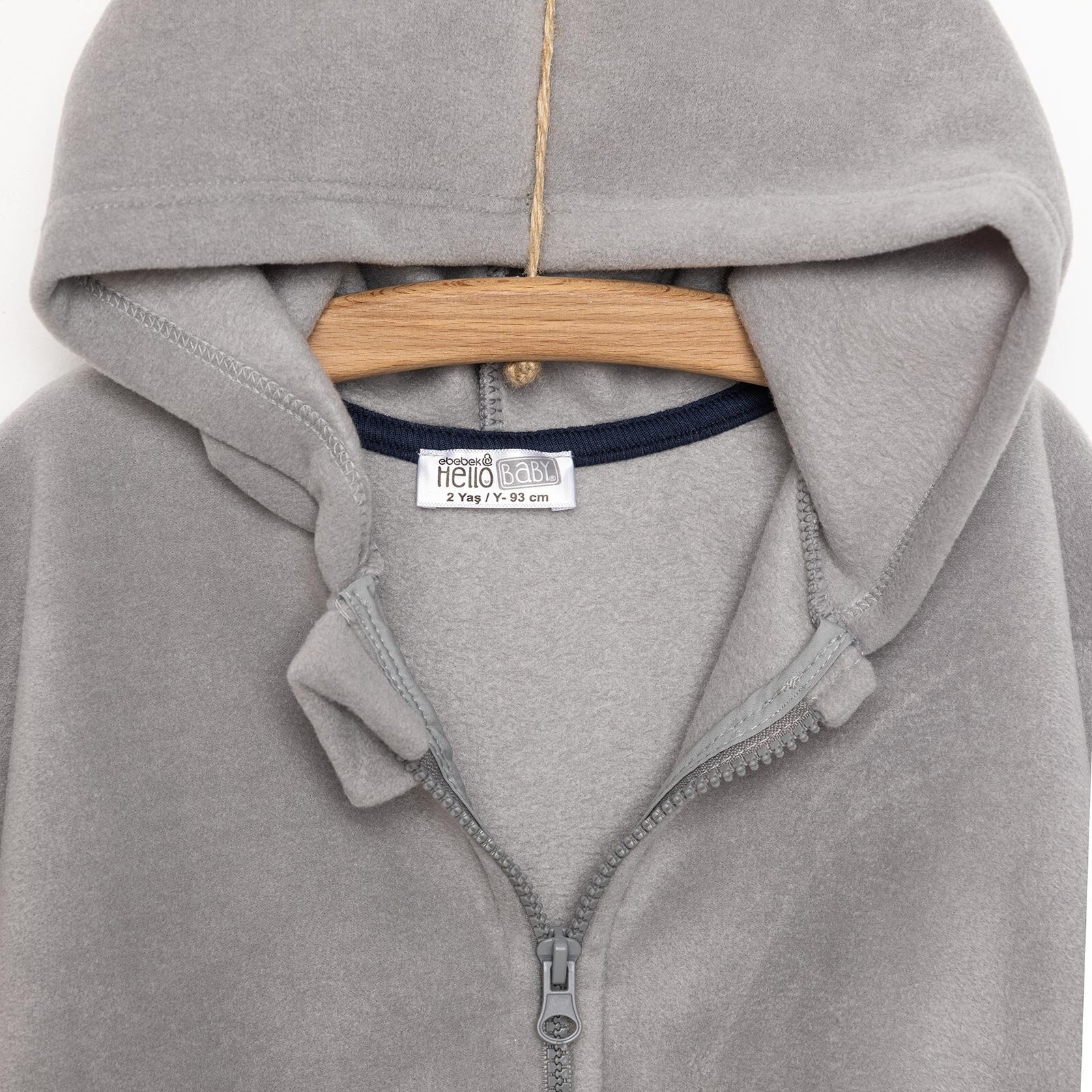 Basic Erkek Fermuarlı Kapüşonlu Polar Hırka Erkek Bebek