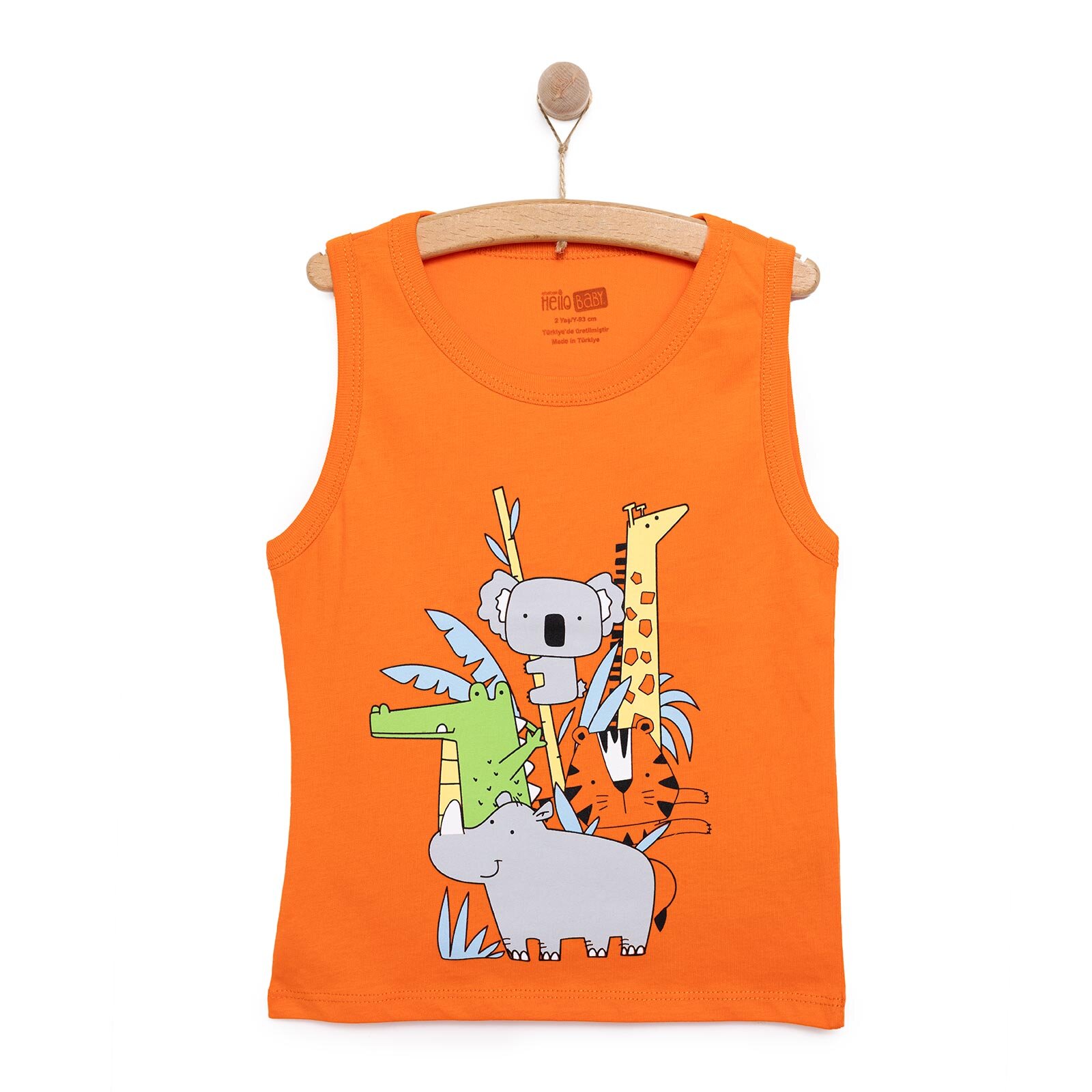 Basic Erkek Hayvan Baskılı Atlet Tshirt Erkek Bebek