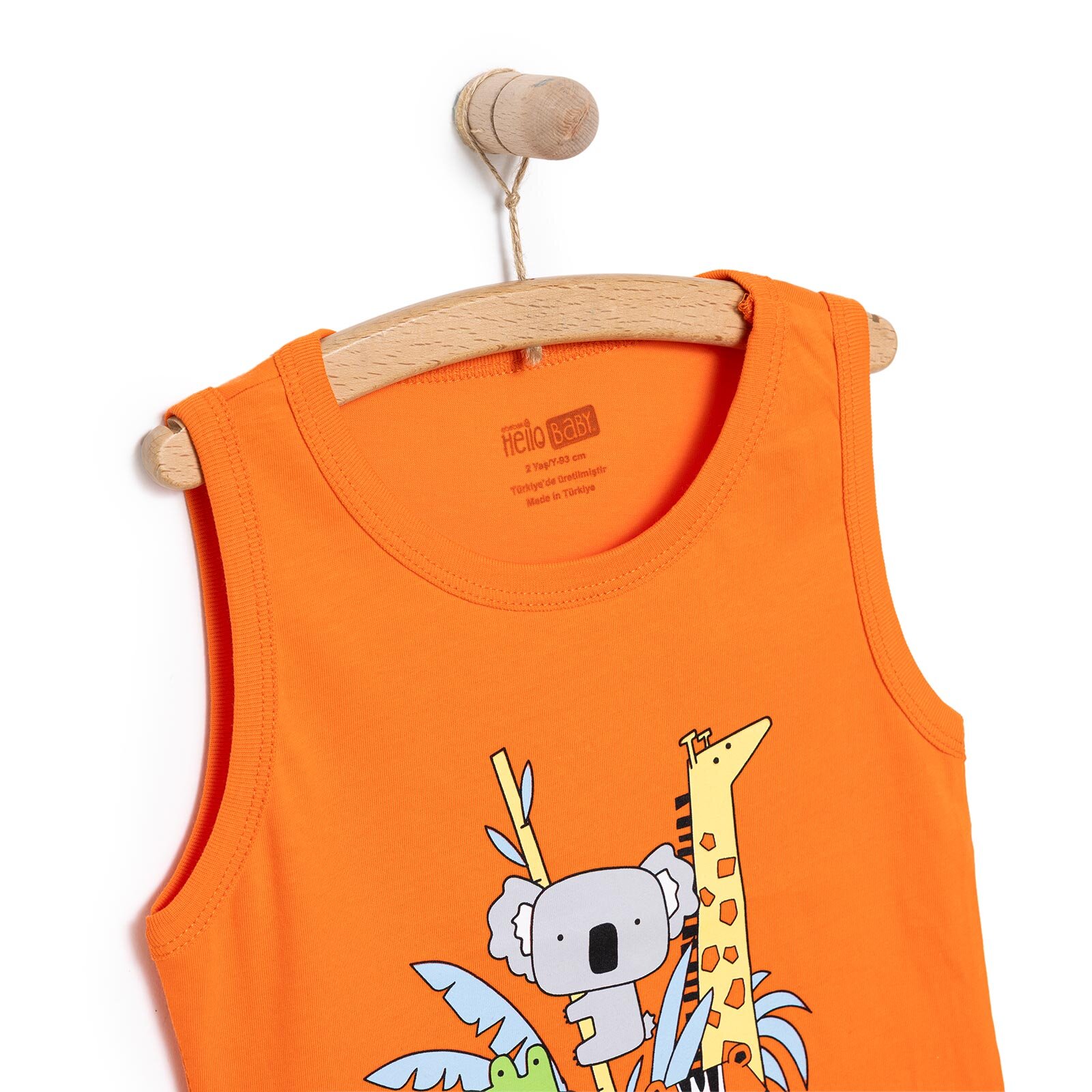 Basic Erkek Hayvan Baskılı Atlet Tshirt Erkek Bebek