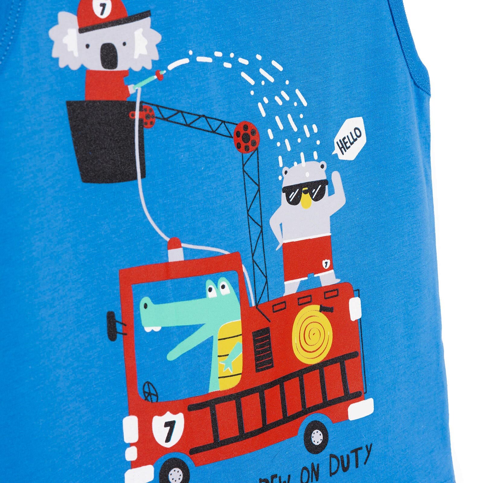 Basic Erkek Hayvan İtfaiye Baskılı Atlet Tshirt Erkek Bebek