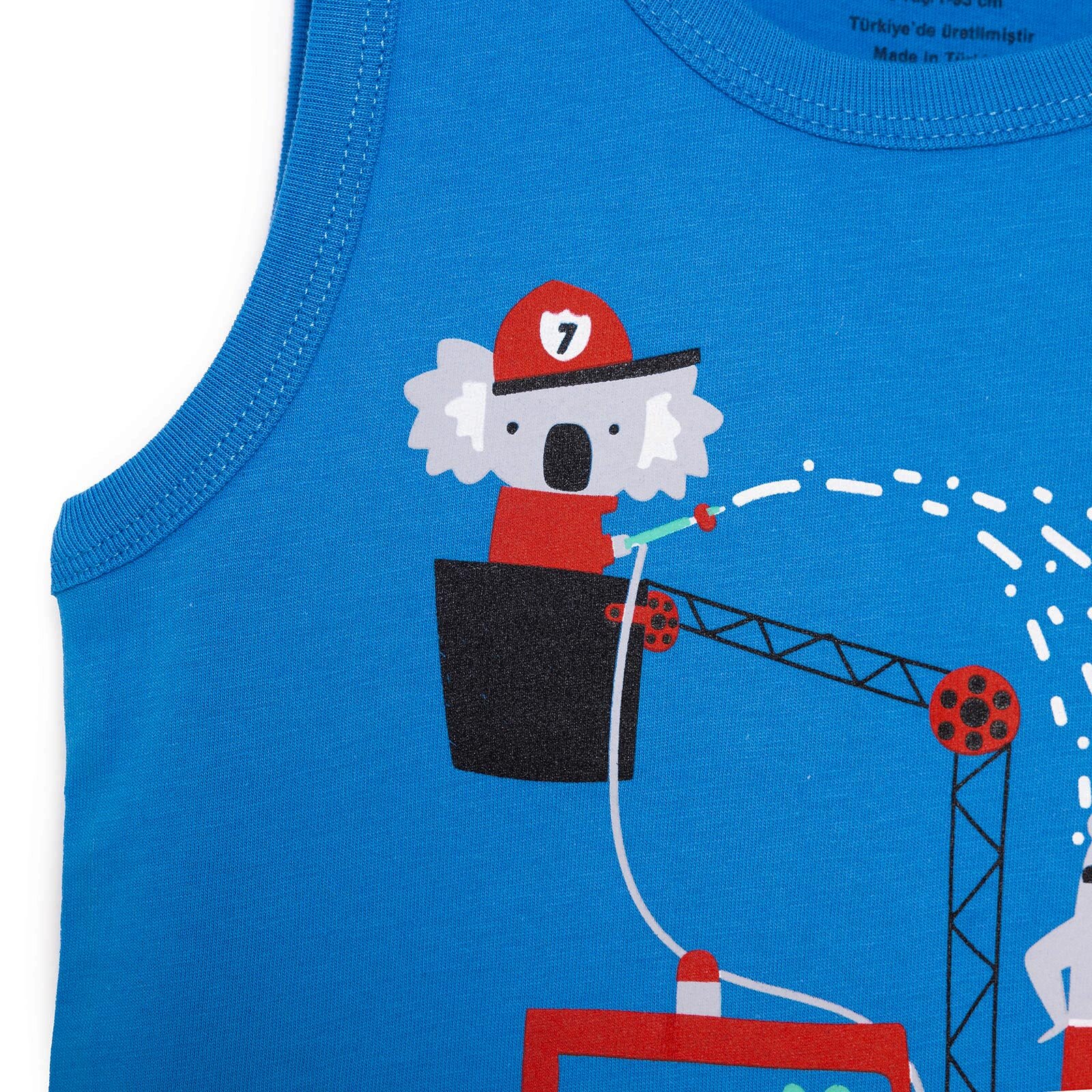 Basic Erkek Hayvan İtfaiye Baskılı Atlet Tshirt Erkek Bebek