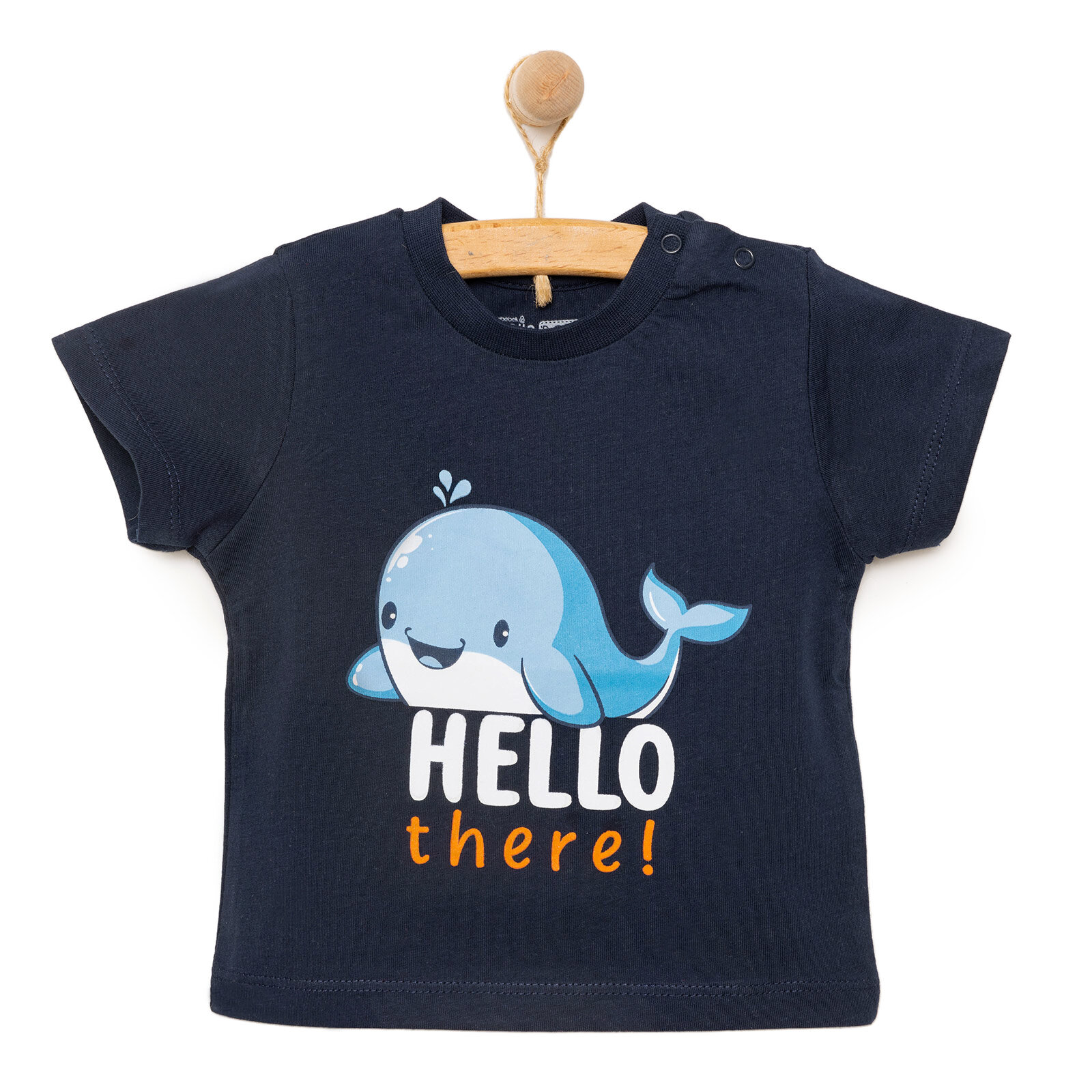 Basic Erkek Hello Balina Baskılı T-Shirt Erkek Bebek